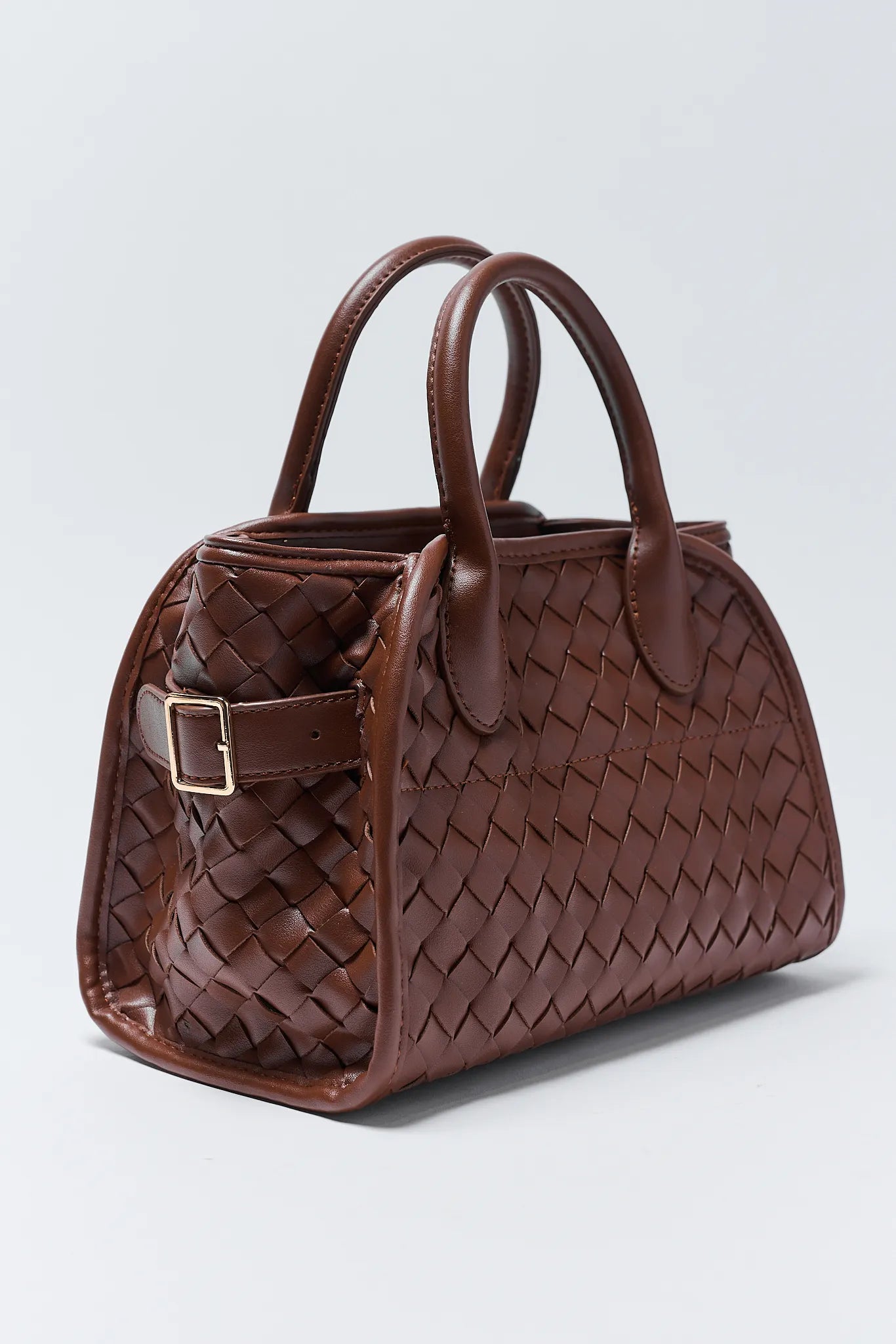 Kristie Brown Woven Faux Leather Bag