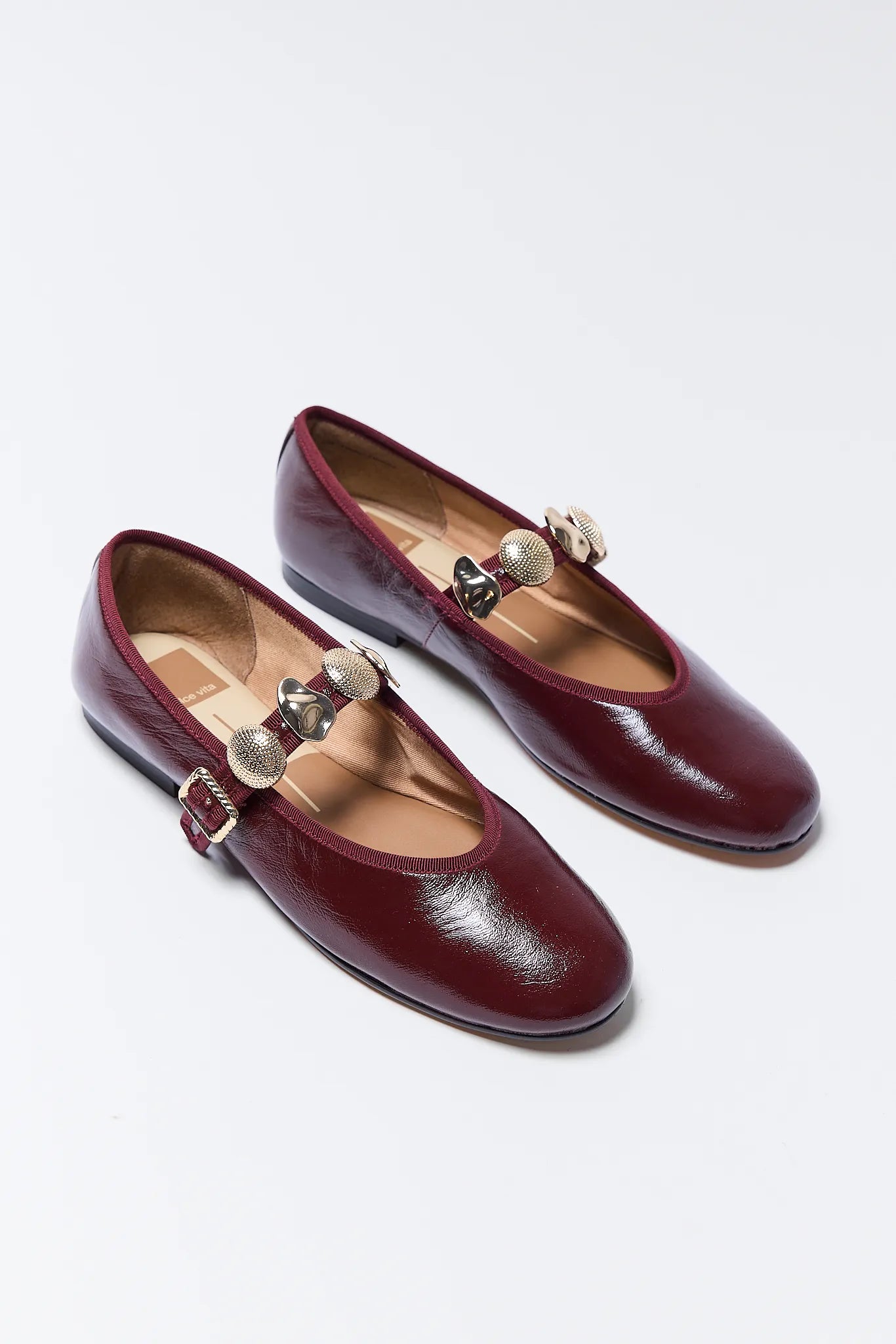 Relan Burgundy Leather Ballet Flats