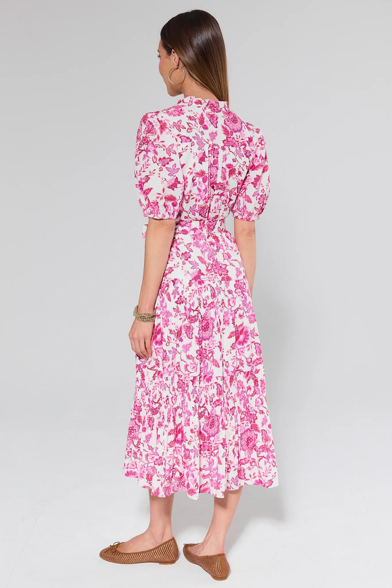 Janice Pink Floral Midi Dress