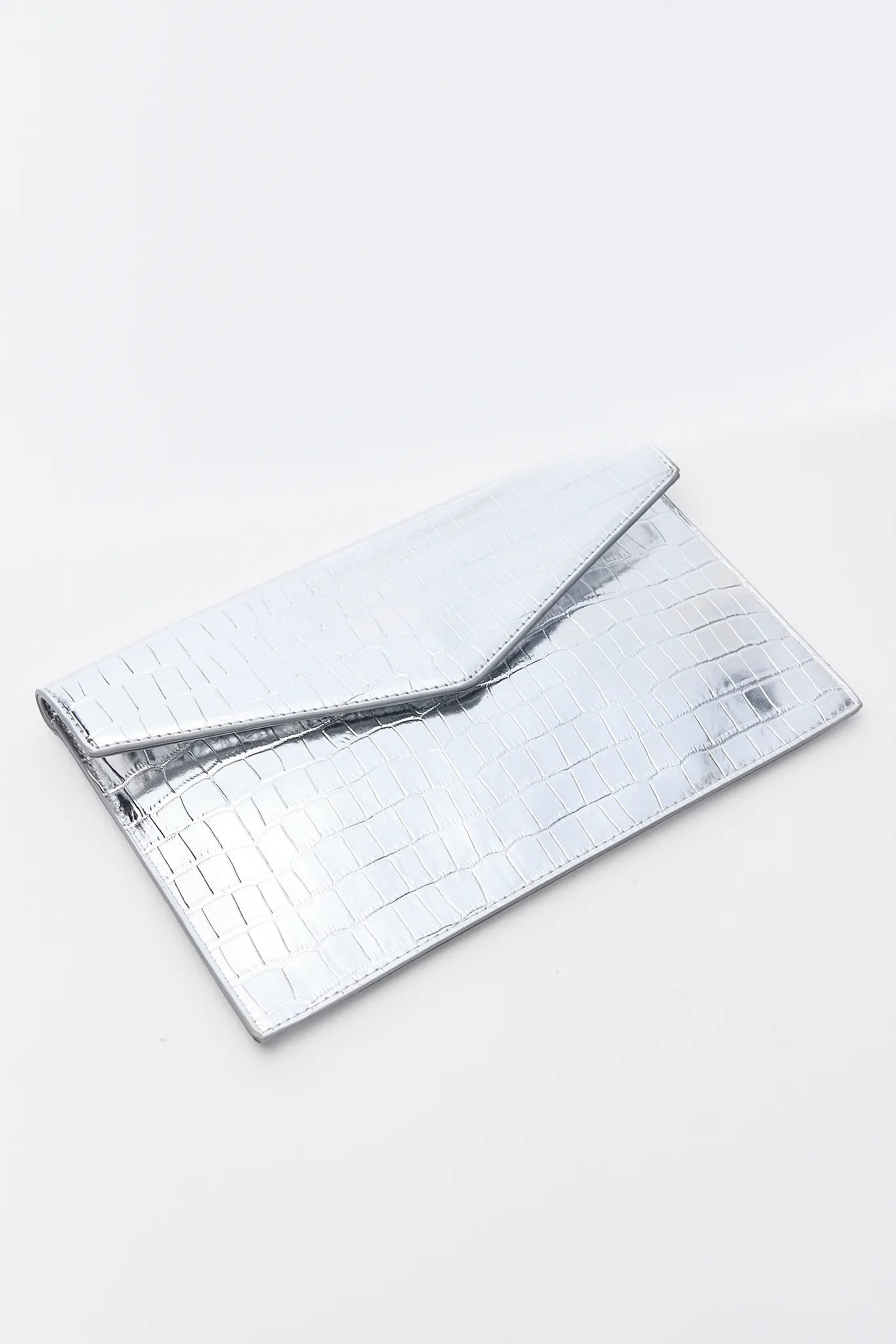 Katrina Silver Metallic Clutch