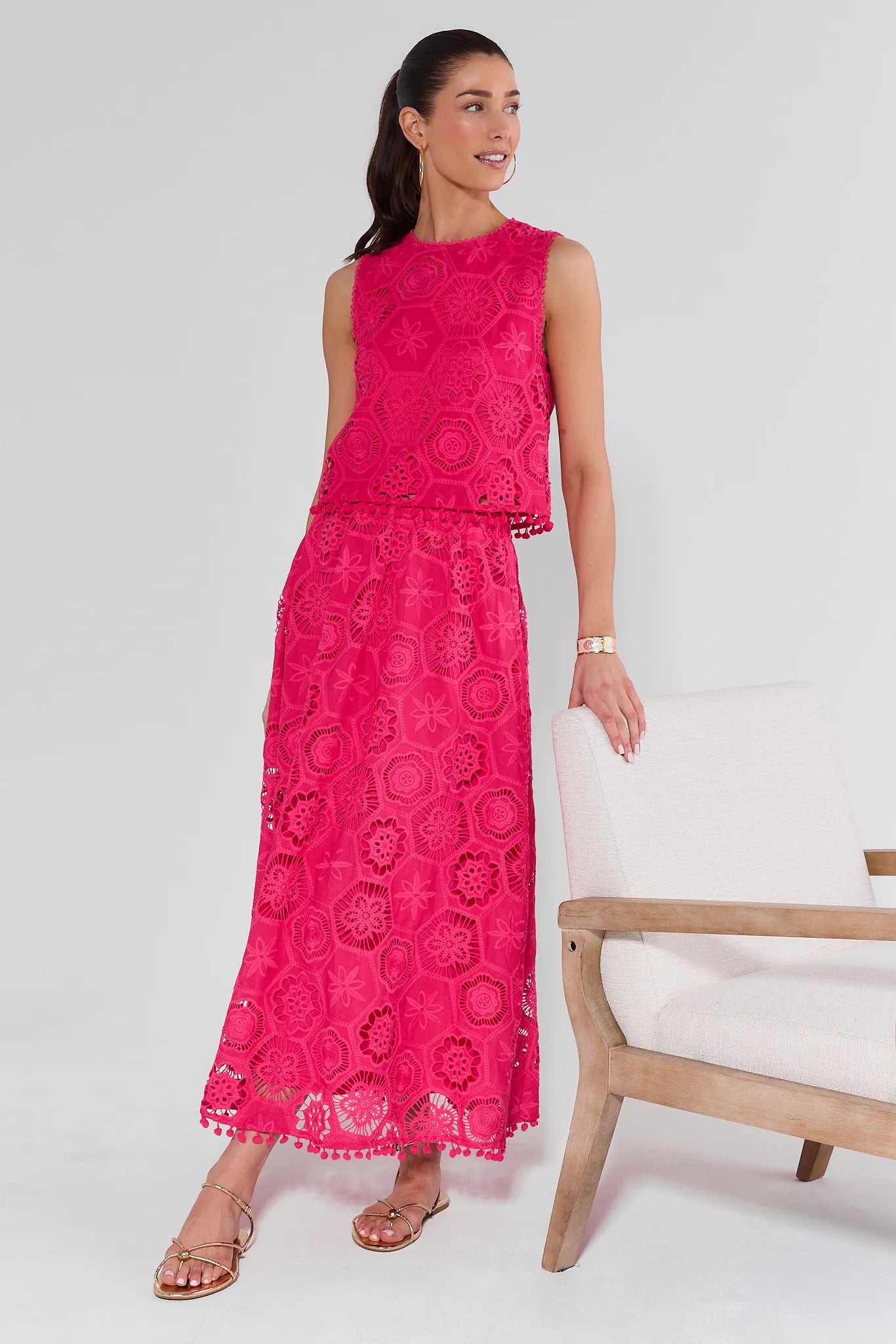 Arden Pink Eyelet Top