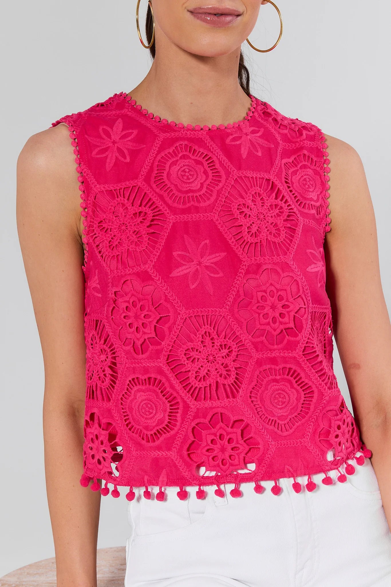 Arden Pink Eyelet Top