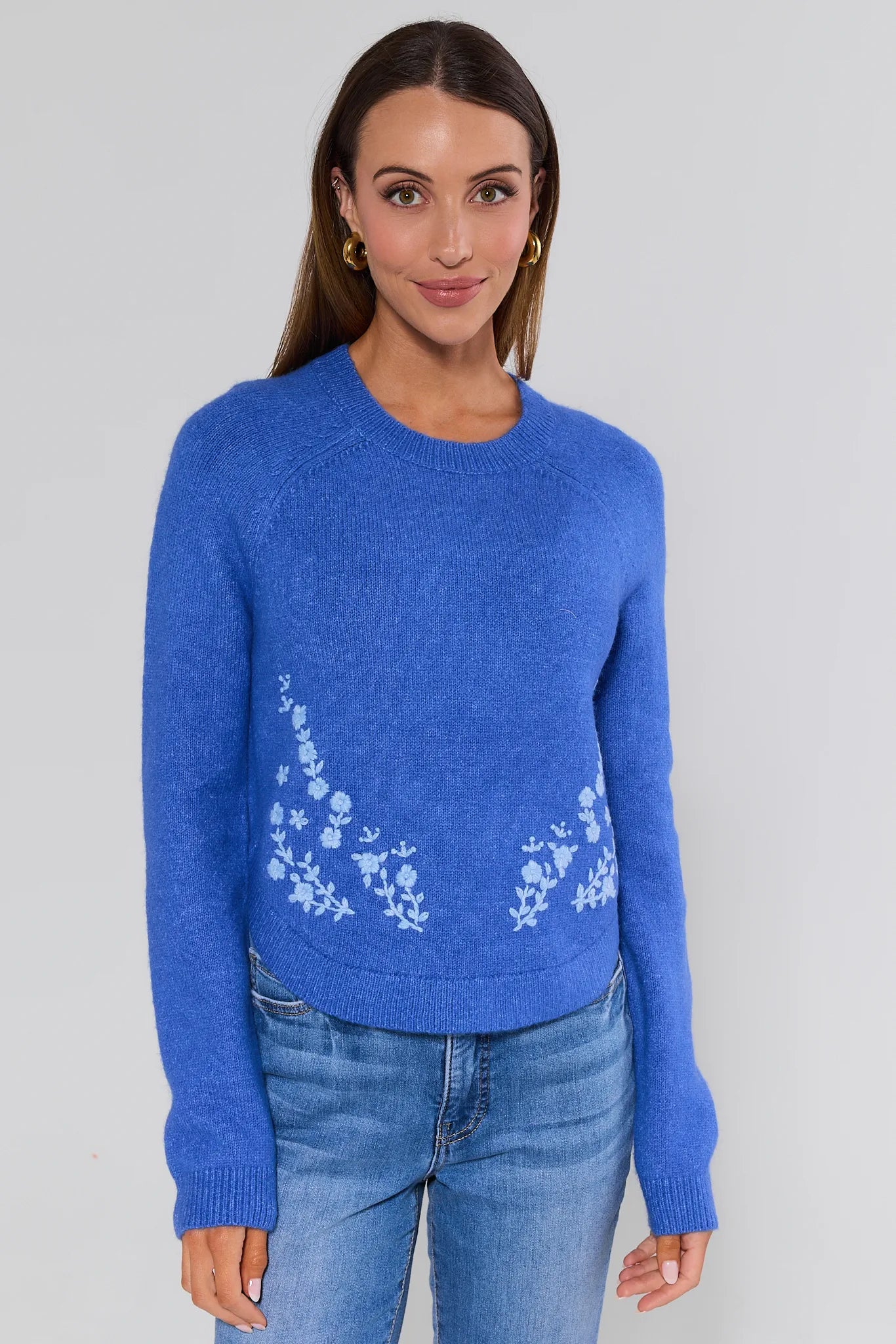 Belinda Blue Floral Knit Sweater