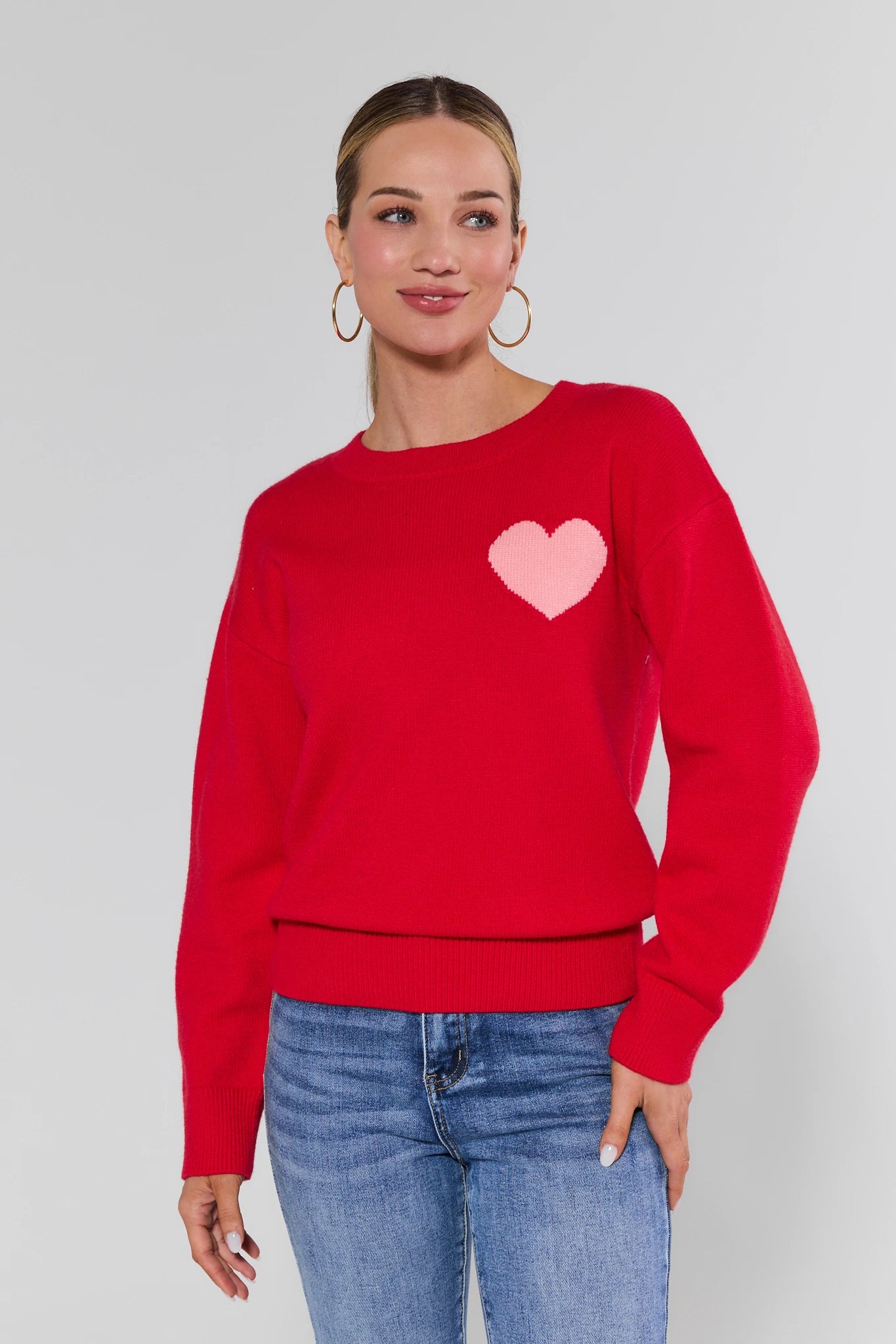Hannah Red Heart Knit Sweater