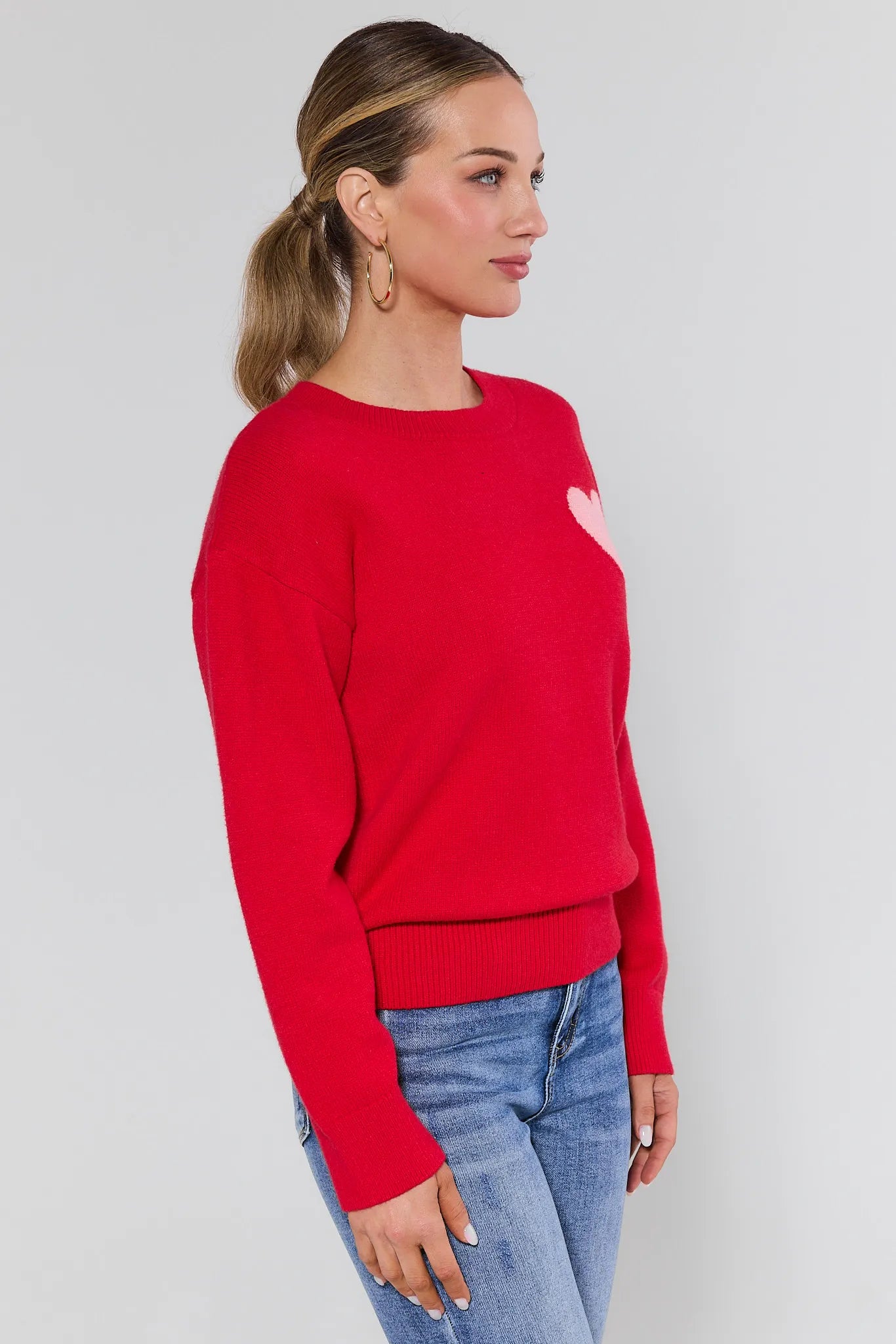Hannah Red Heart Knit Sweater