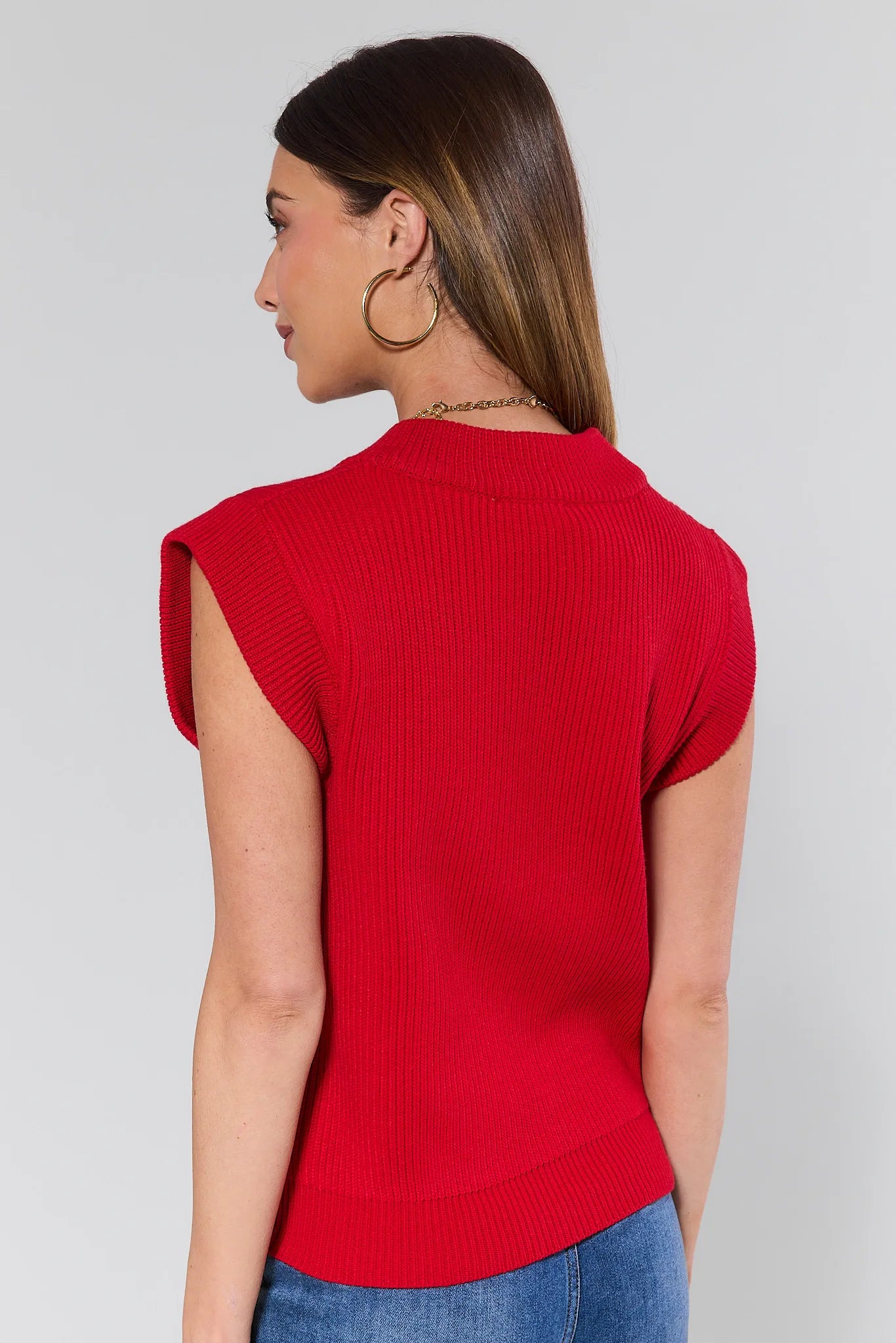 Nicolette Red Knit Sweater Vest