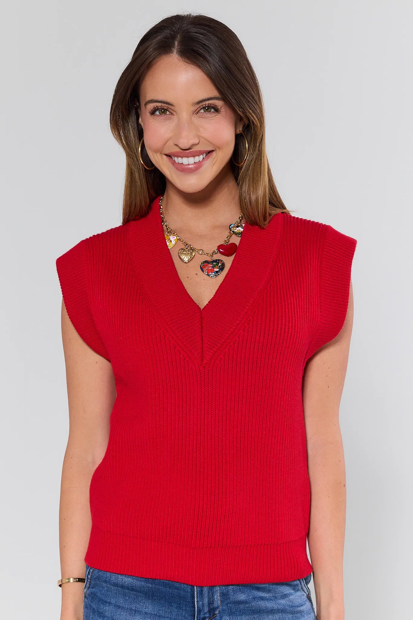 Nicolette Red Knit Sweater Vest