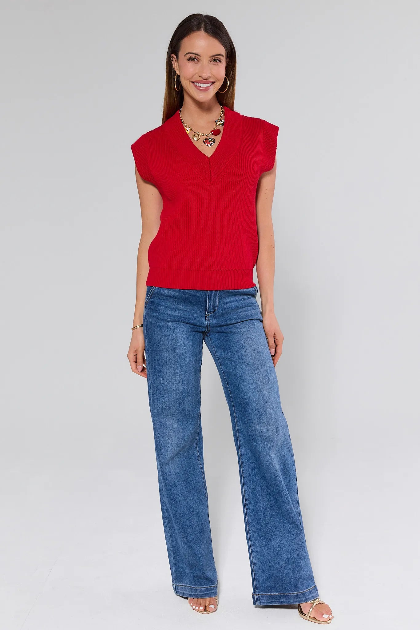 Nicolette Red Knit Sweater Vest