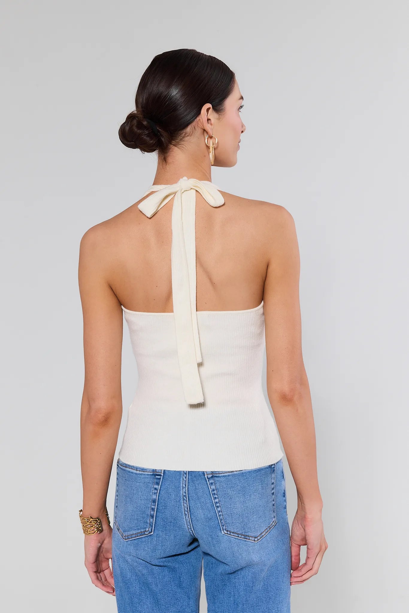 Meg Ivory Knit Halter Top