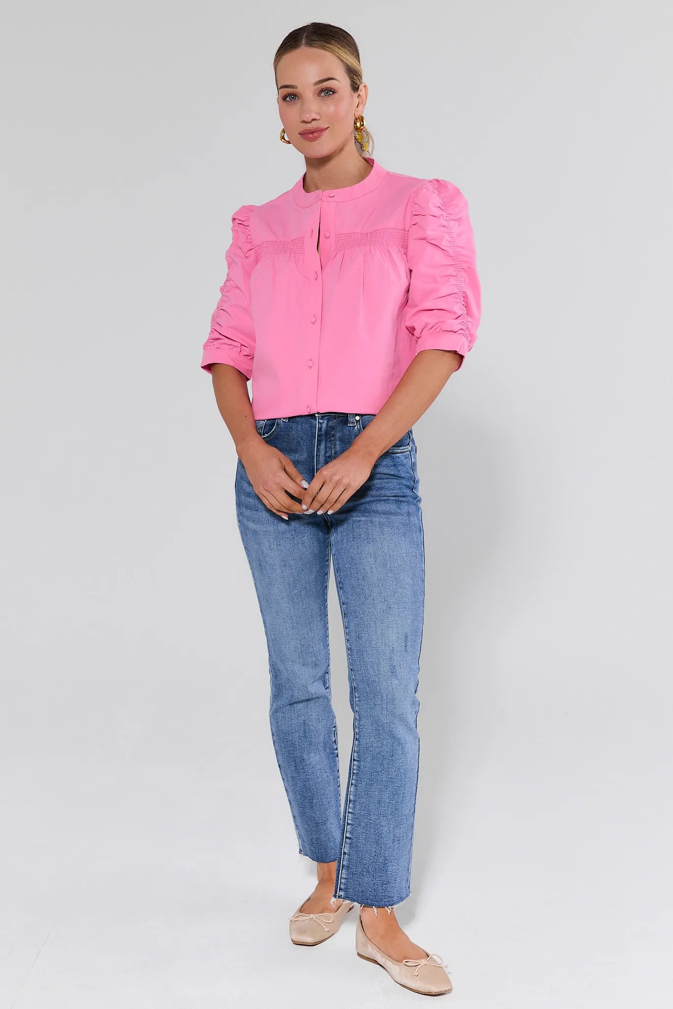 Maya Pink Puff Sleeve Top