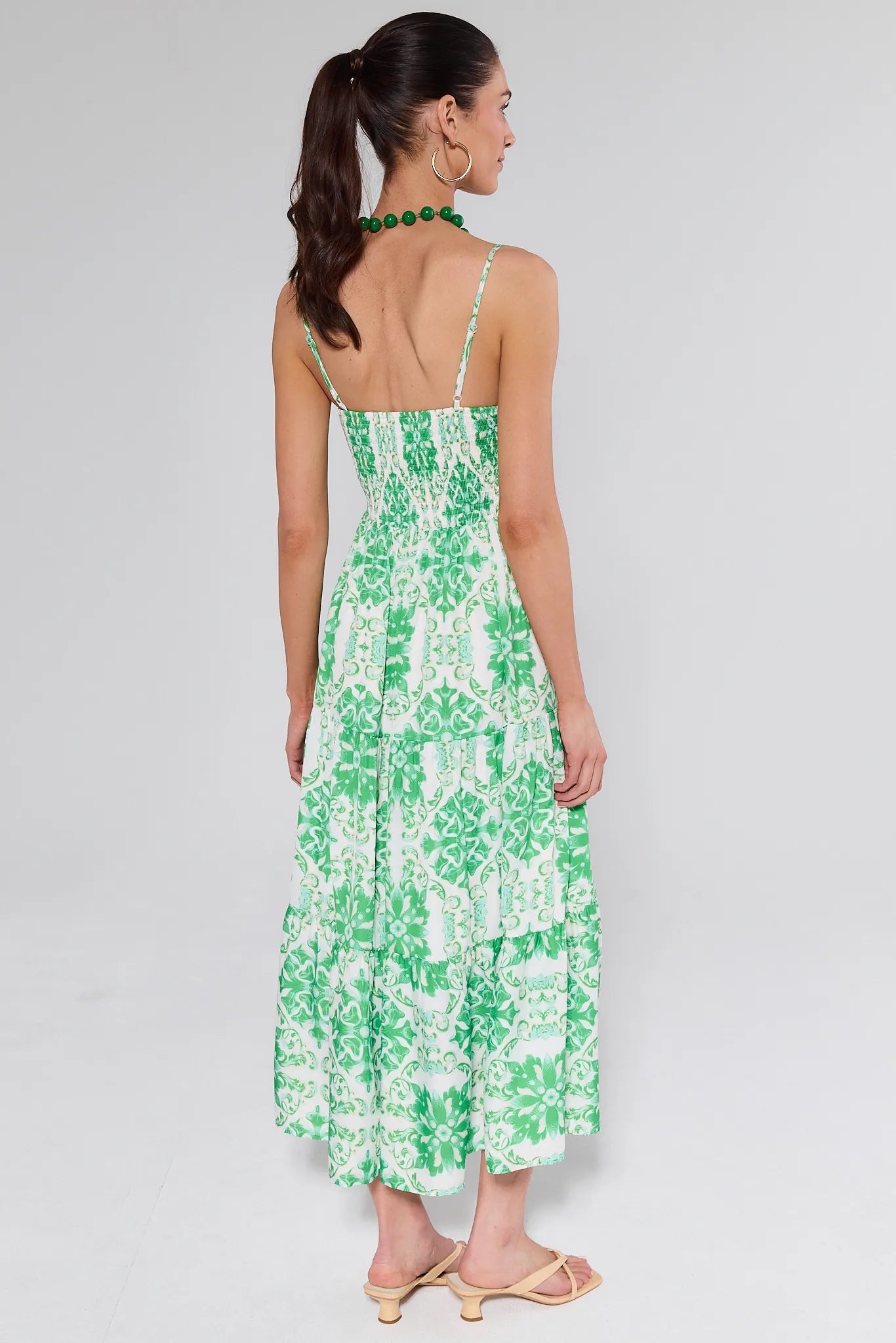 Lori Green Printed Midi Dress