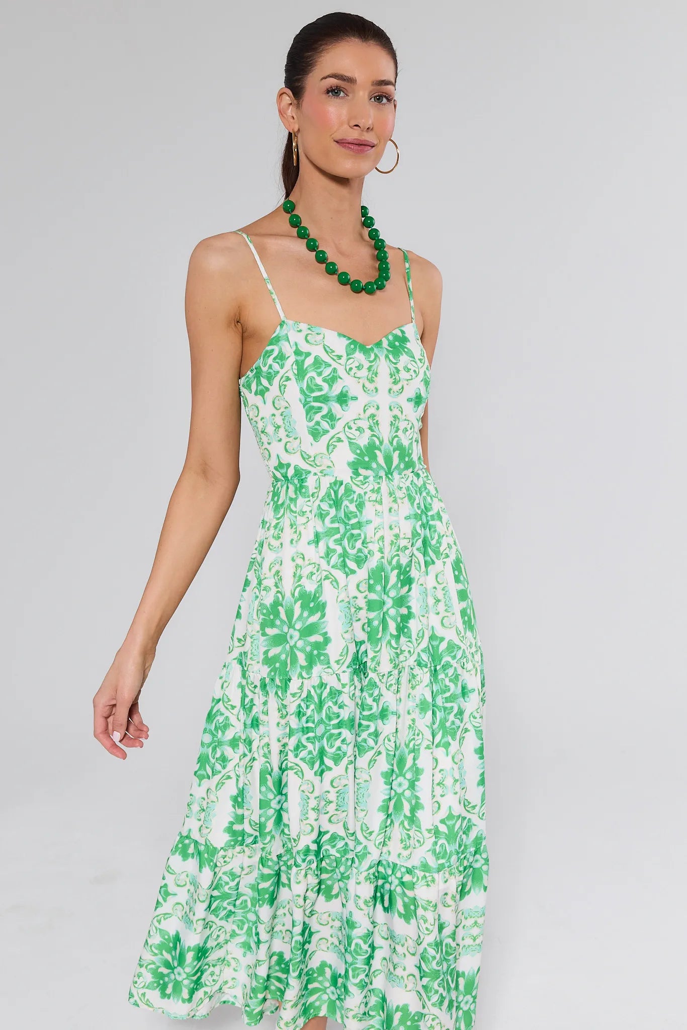 Lori Green Printed Midi Dress