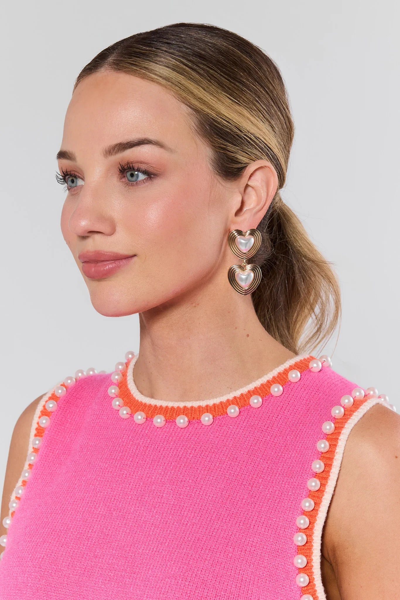 Valentina Gold Heart Drop Earrings