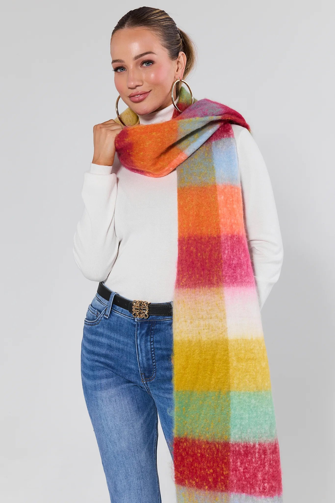 Maddie Multi Plaid Knit Scarf