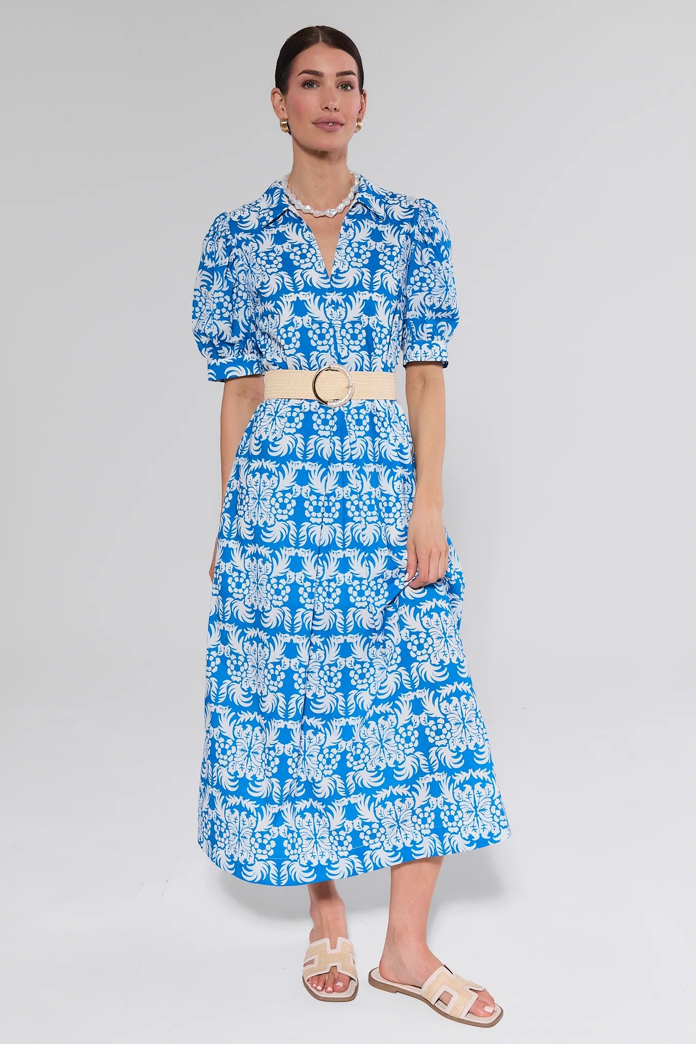 Isla Blue Printed Midi Dress Isla Blue Printed Midi Dress
