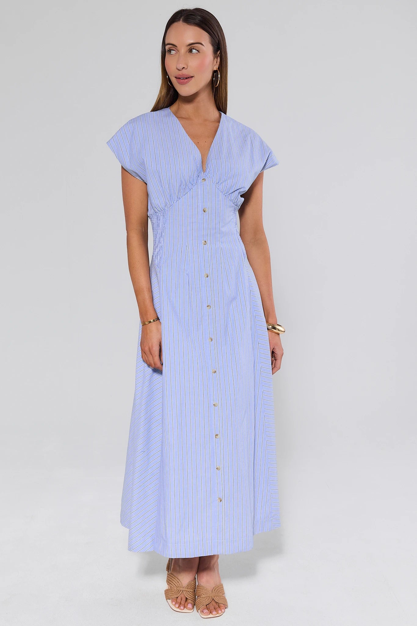 Sutton Blue Striped Midi Dress | Avara Sutton Blue Striped Midi Dress | Avara