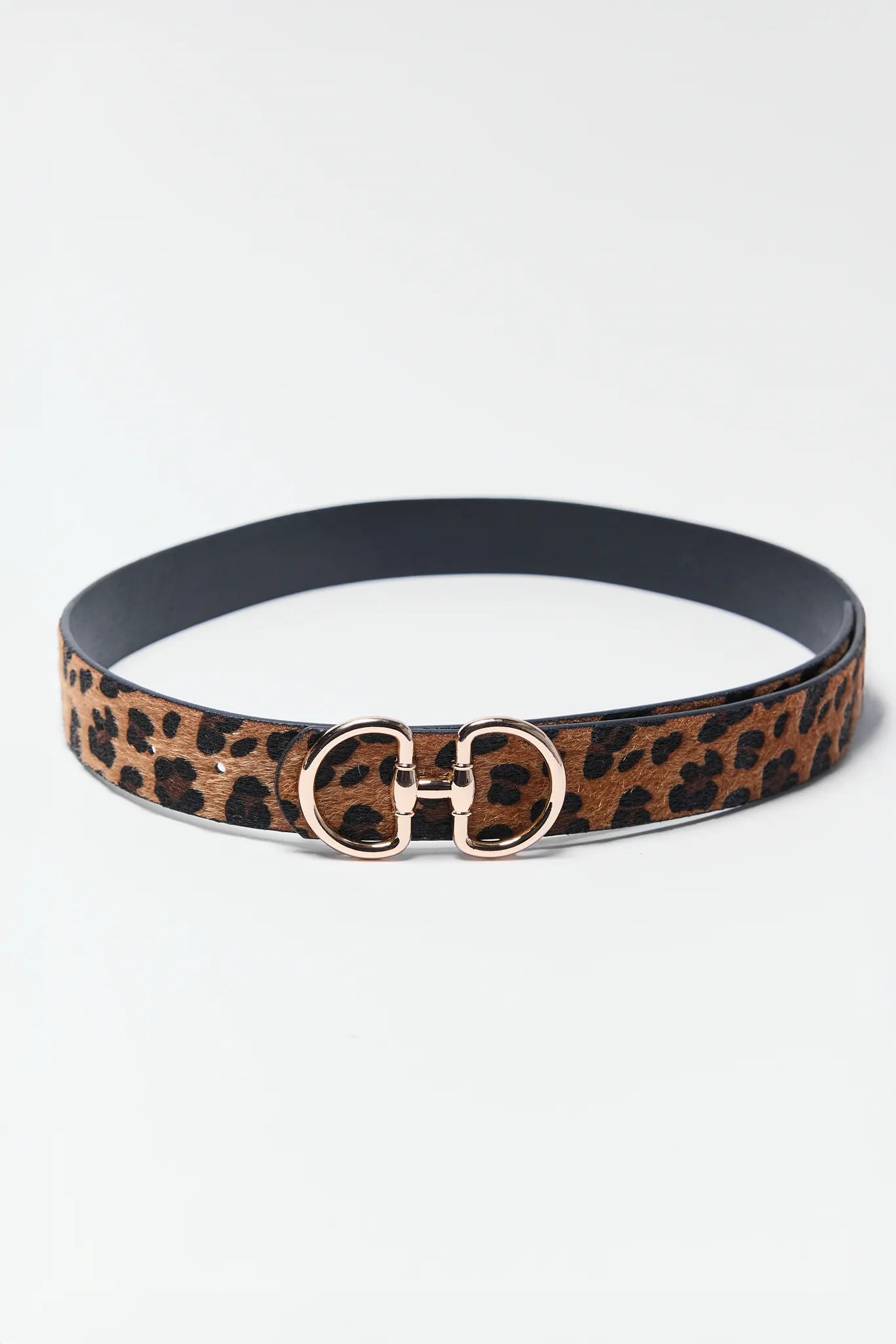 Christina Leopard Horse Bit Belt on white background