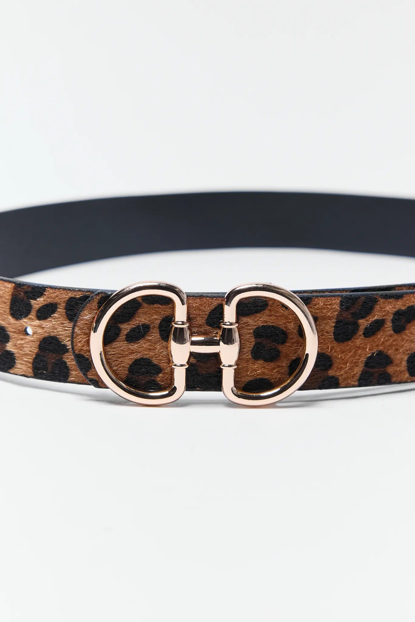 Christina Leopard Horse Bit Belt on white background
