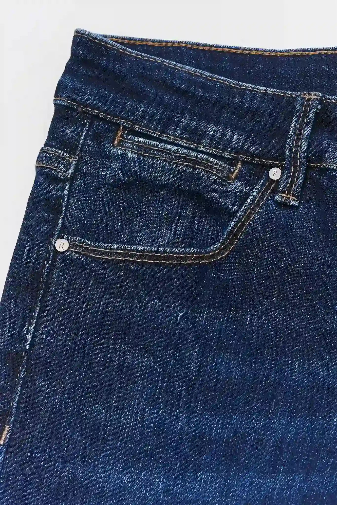 Becca Dark Wash Kick Flare Cropped Jeans