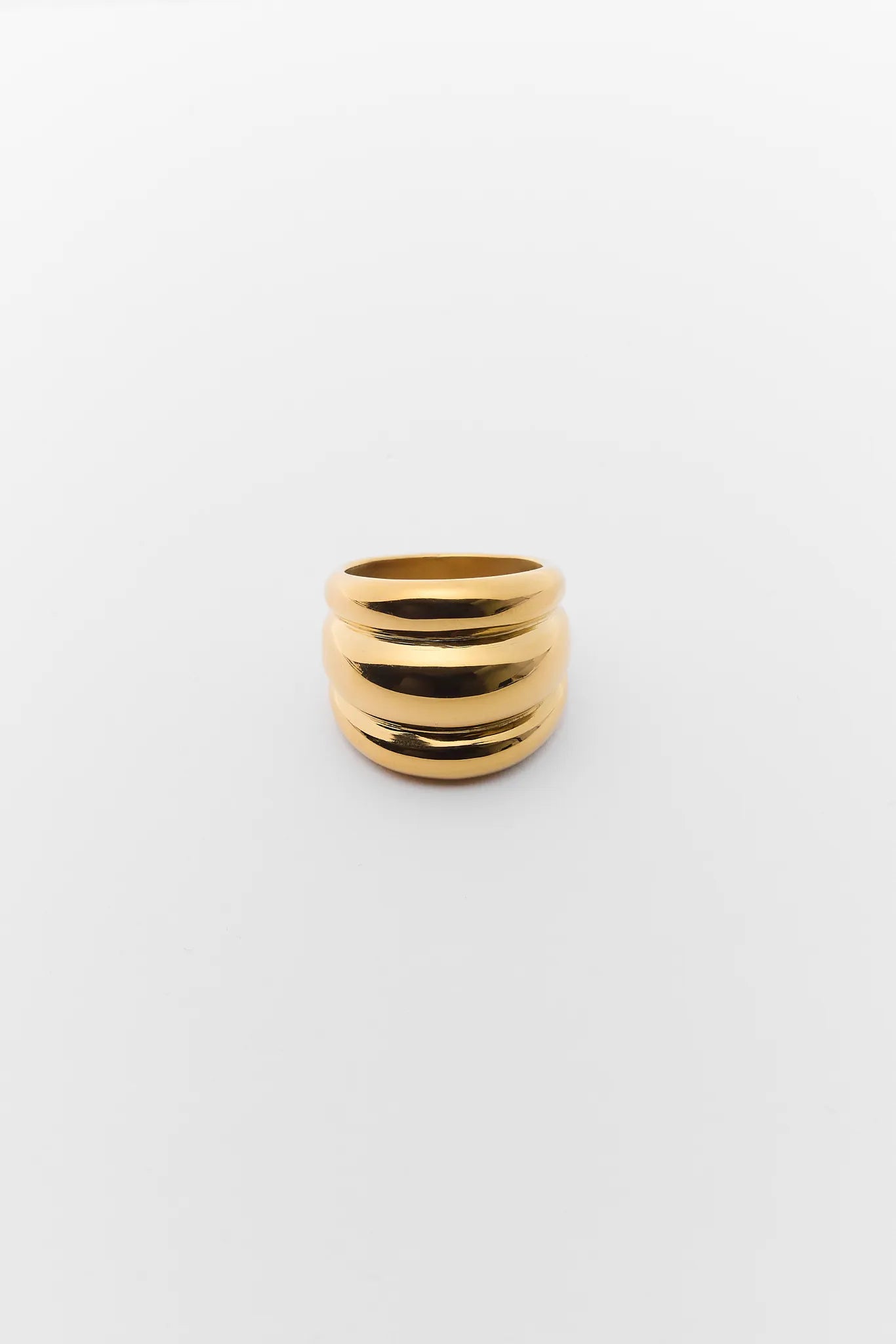 Daley Gold Fluted Ring on a white background