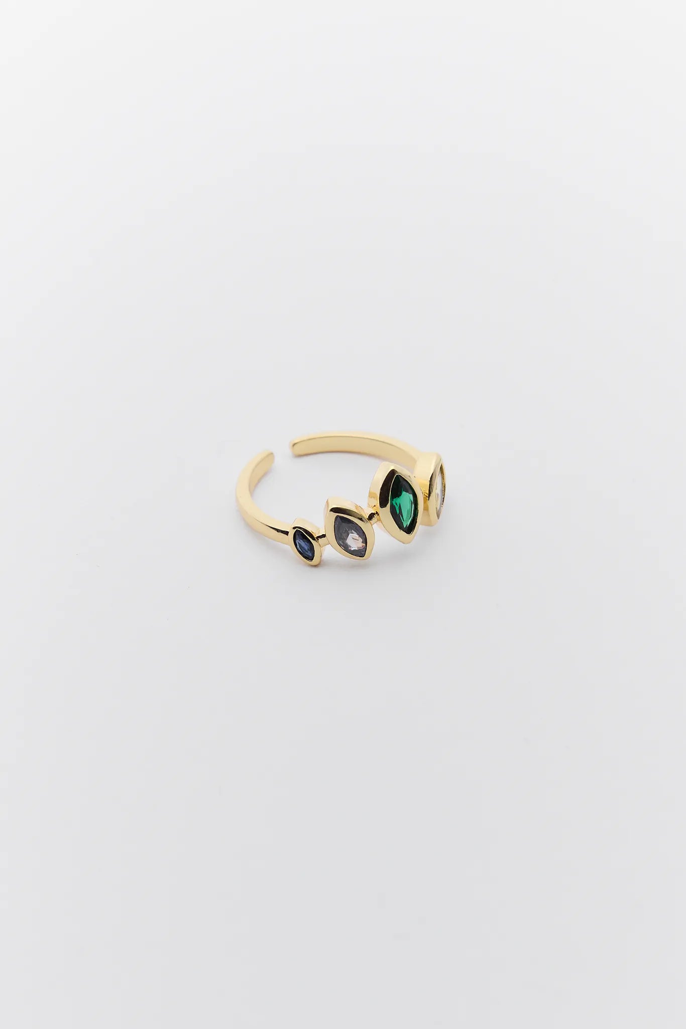 Gold ring with green gemstone Colby Gold Multi Stone Ring on a white background
