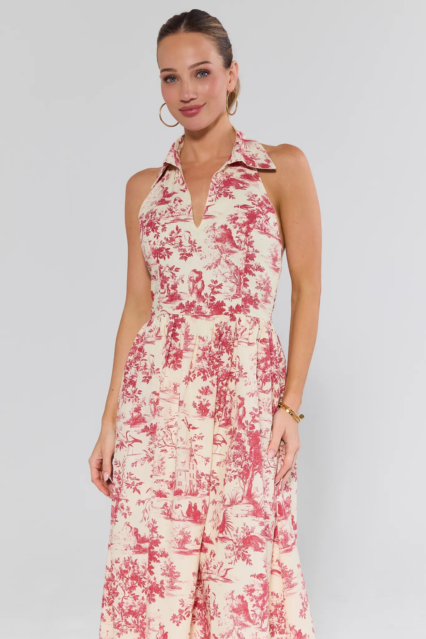 Bailey Red Toile Midi Dress | Avara Bailey Red Toile Midi Dress | Avara