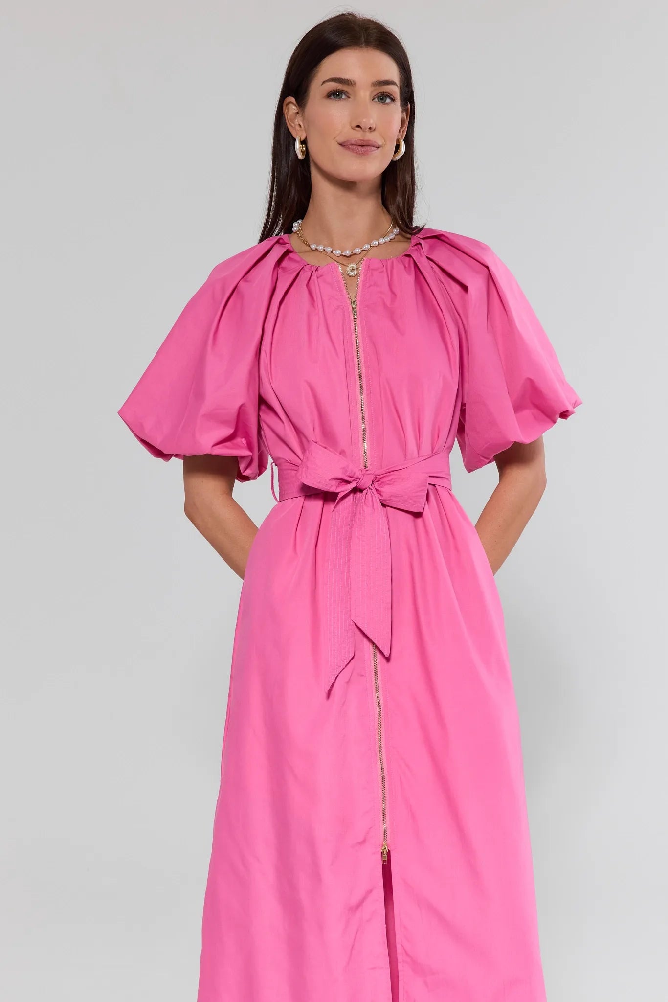 Meadow Pink Belted Midi Dress Meadow Pink Belted Midi Dress
