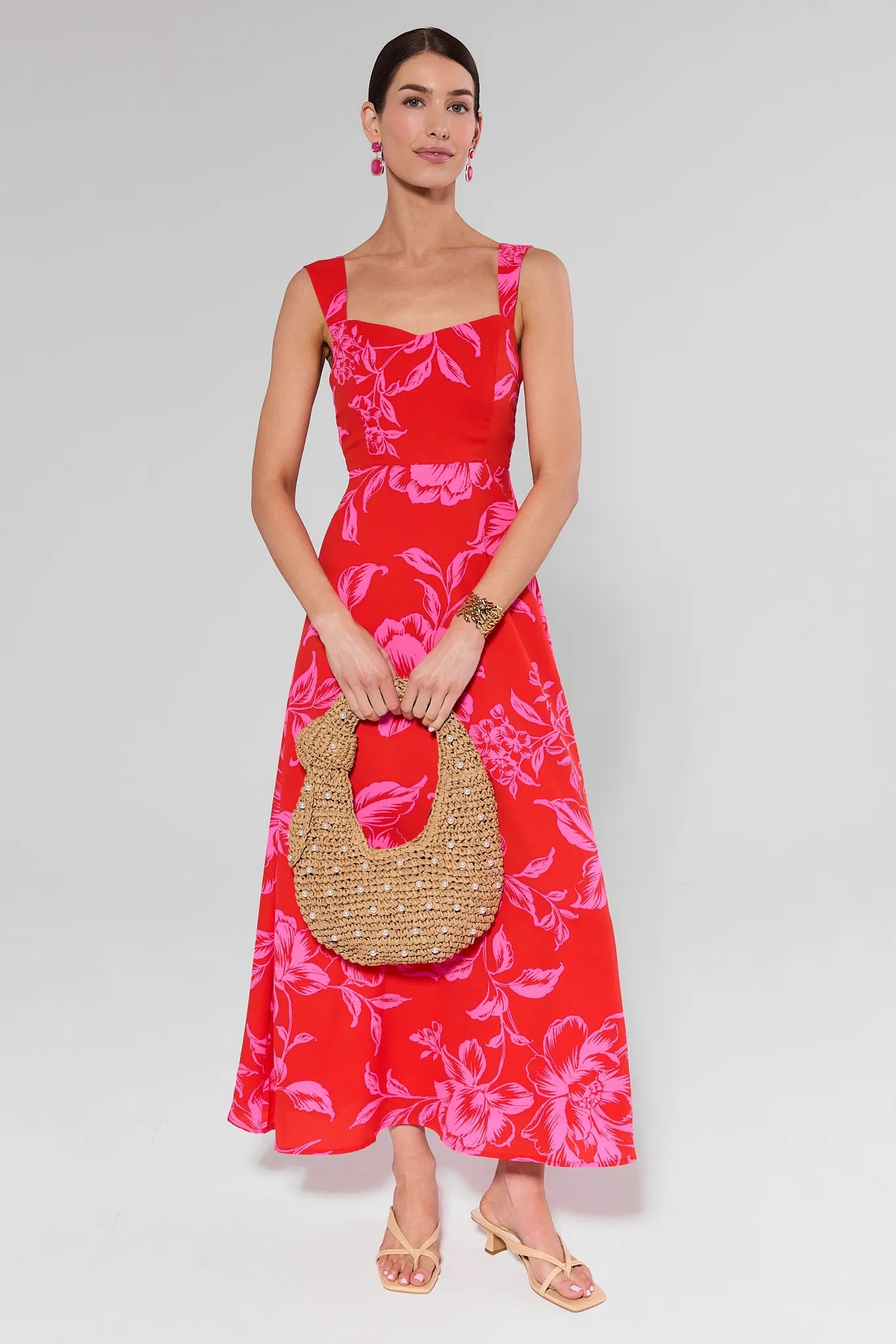 Carly Red Floral Maxi Dress
