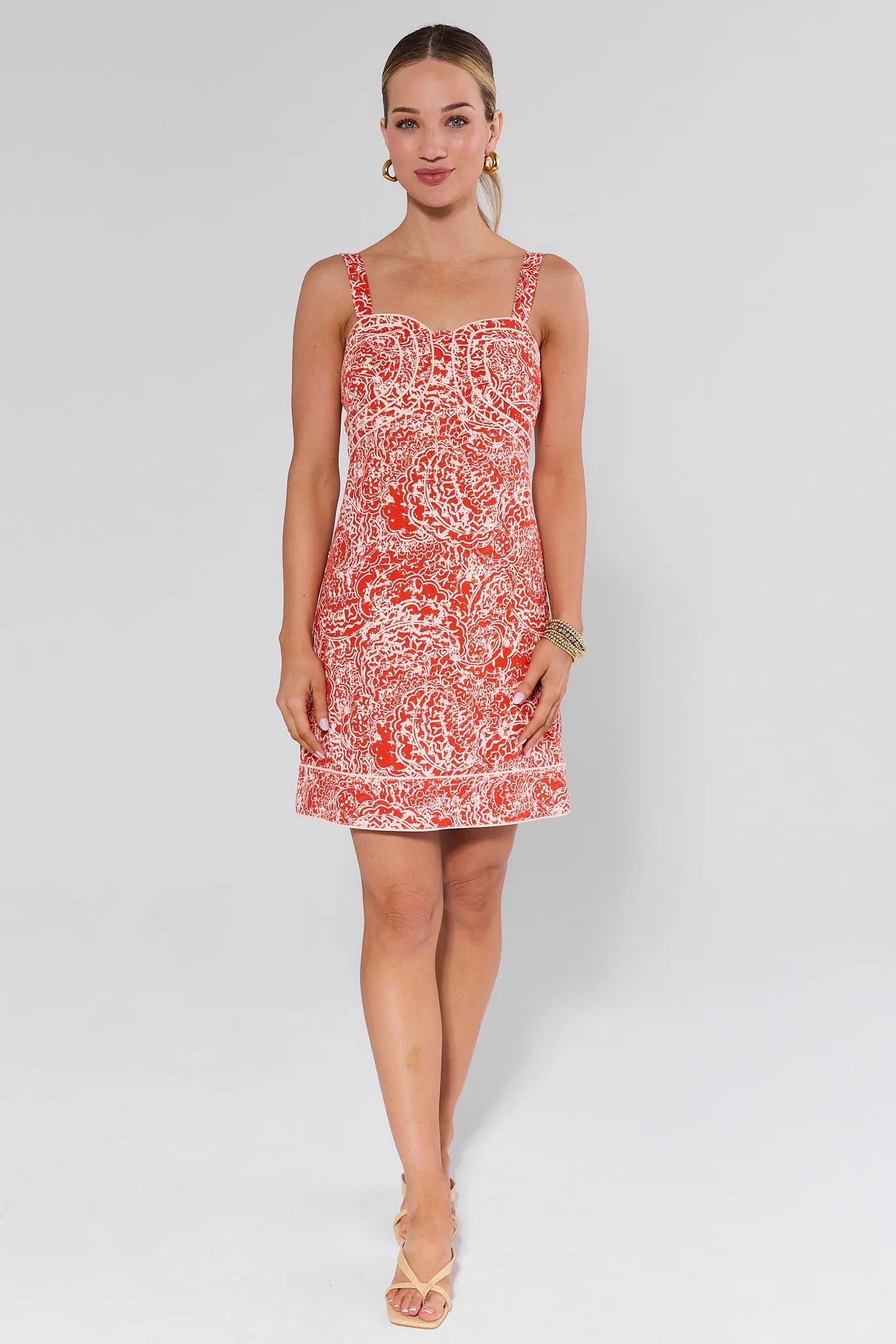 Margaret Red Printed Short Dress