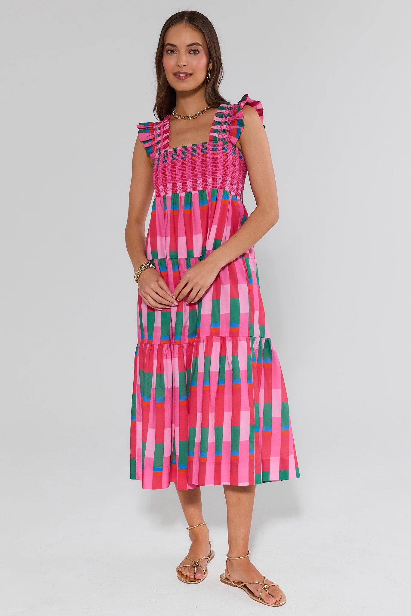 Avery Pink Printed Midi Dress