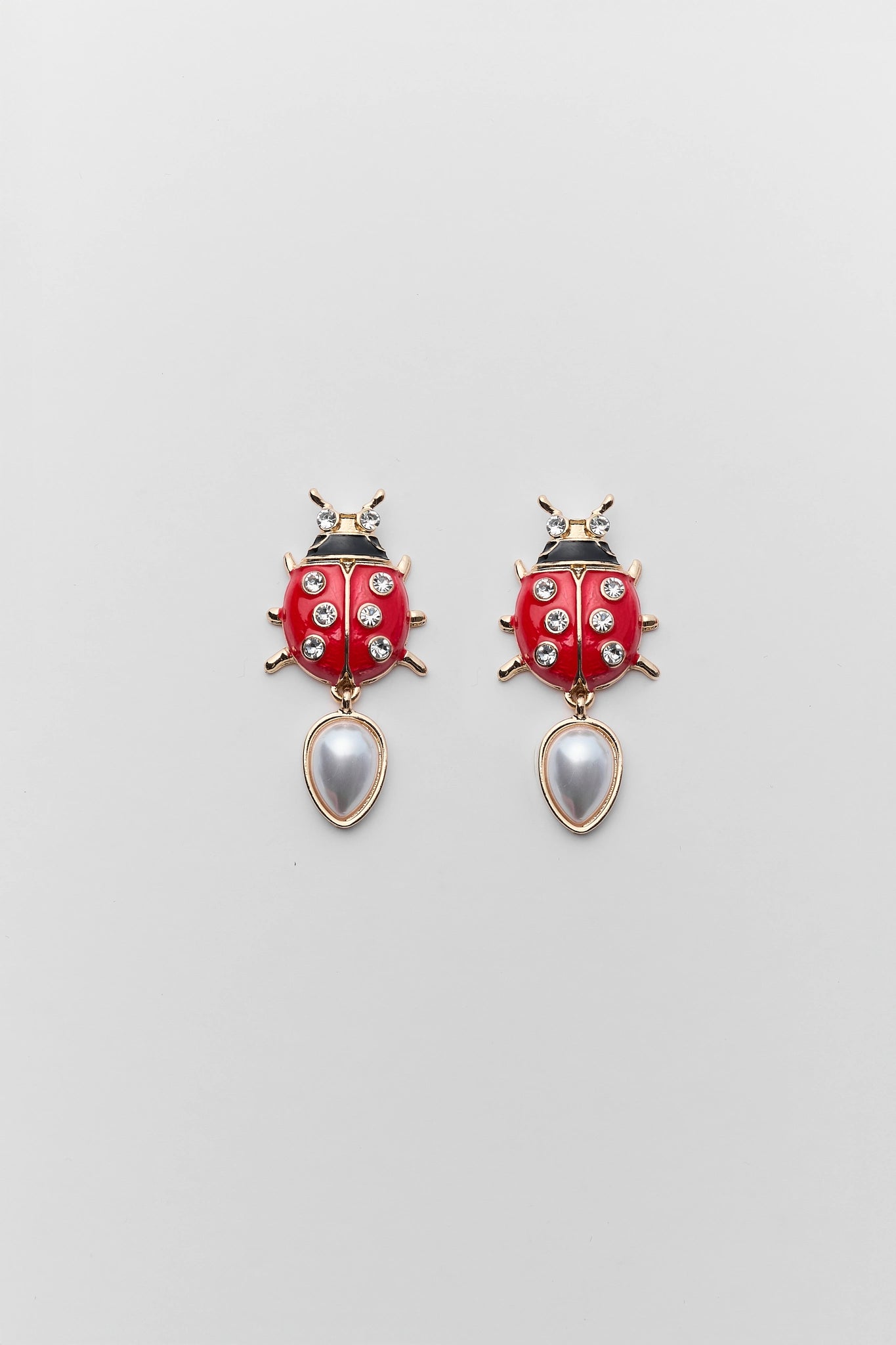 Leighton Red Ladybug Earrings on white background