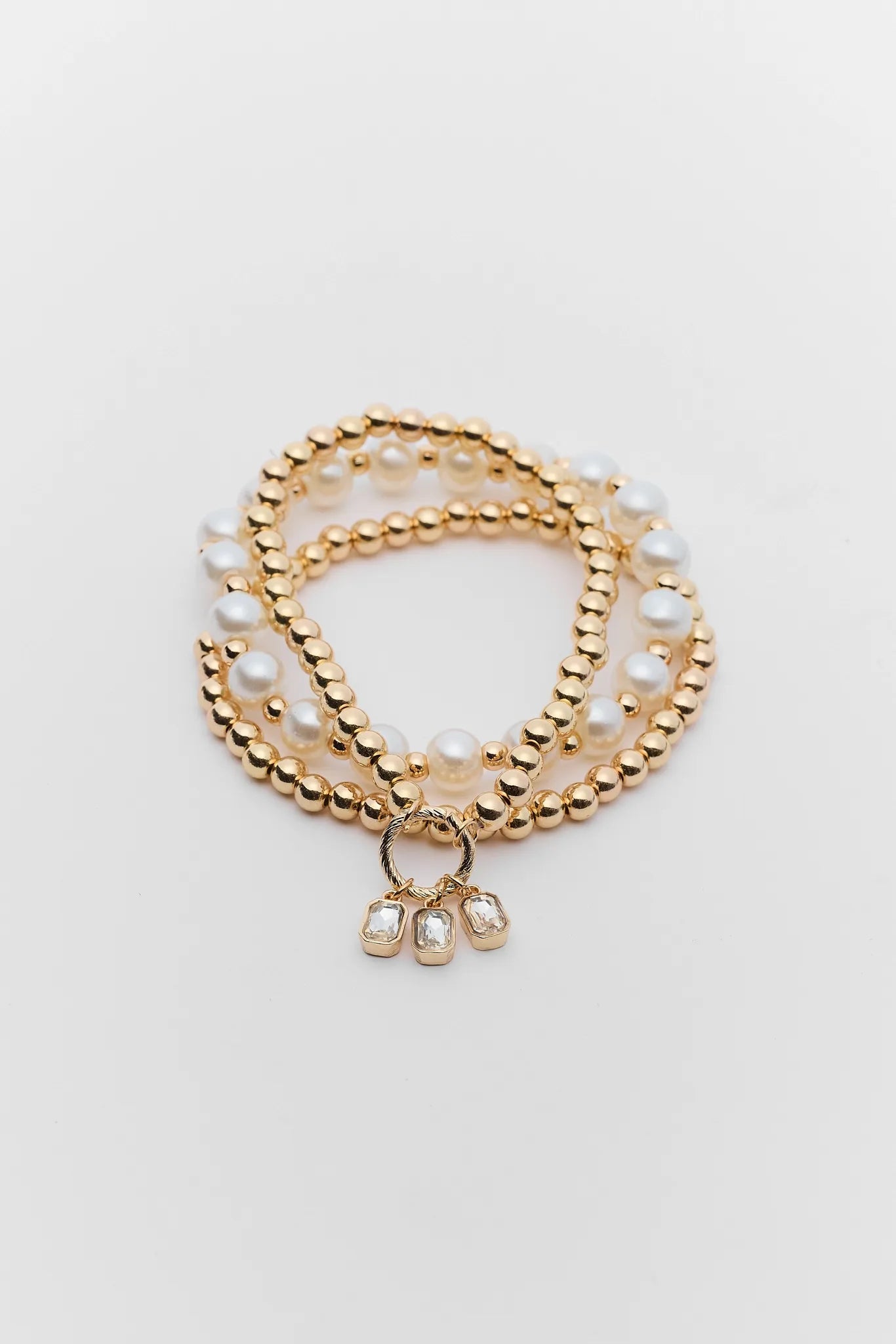 Heidi Gold Beaded Bracelet Set on white background