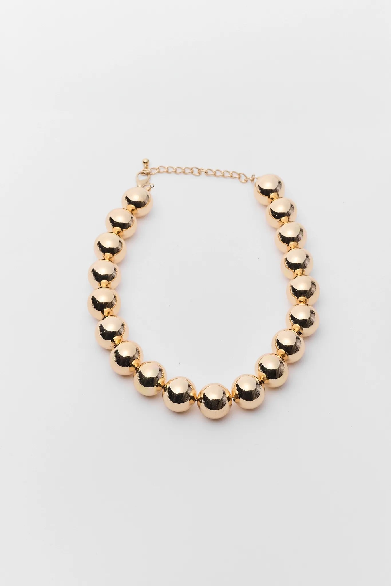 Natasha Gold Chunky Beaded Necklace on white background