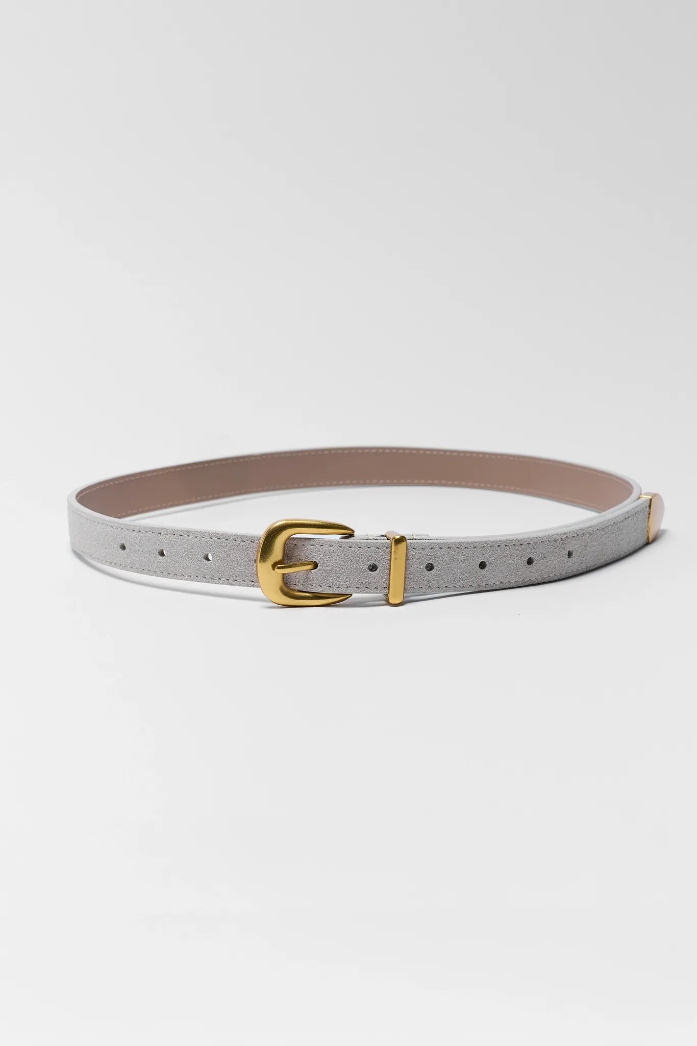 Samantha Tan Faux Suede Belt on white background