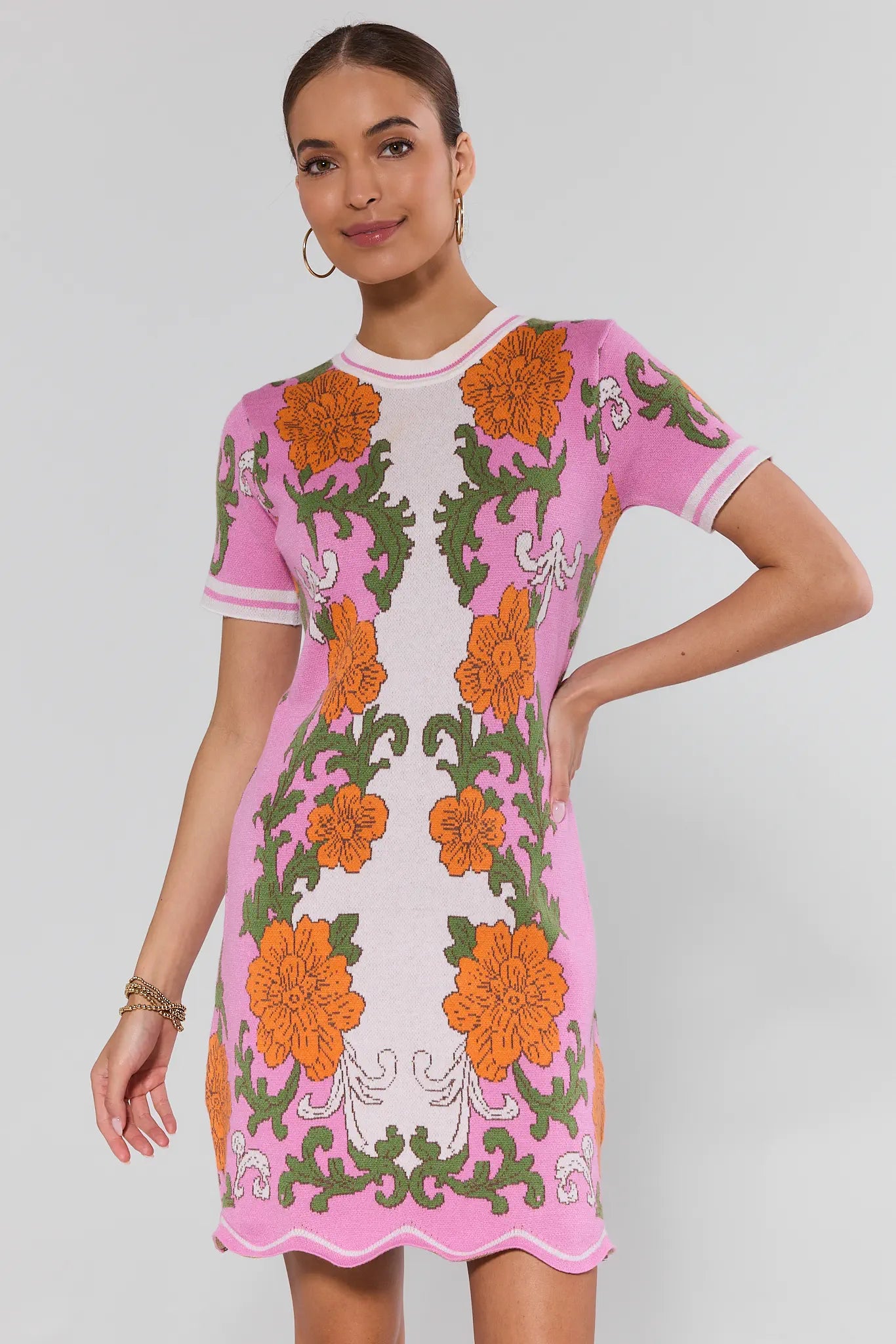 pink and green floral mini dress Milly Women's Lane Floral Jacquard Minidress - Pink Green main image 1