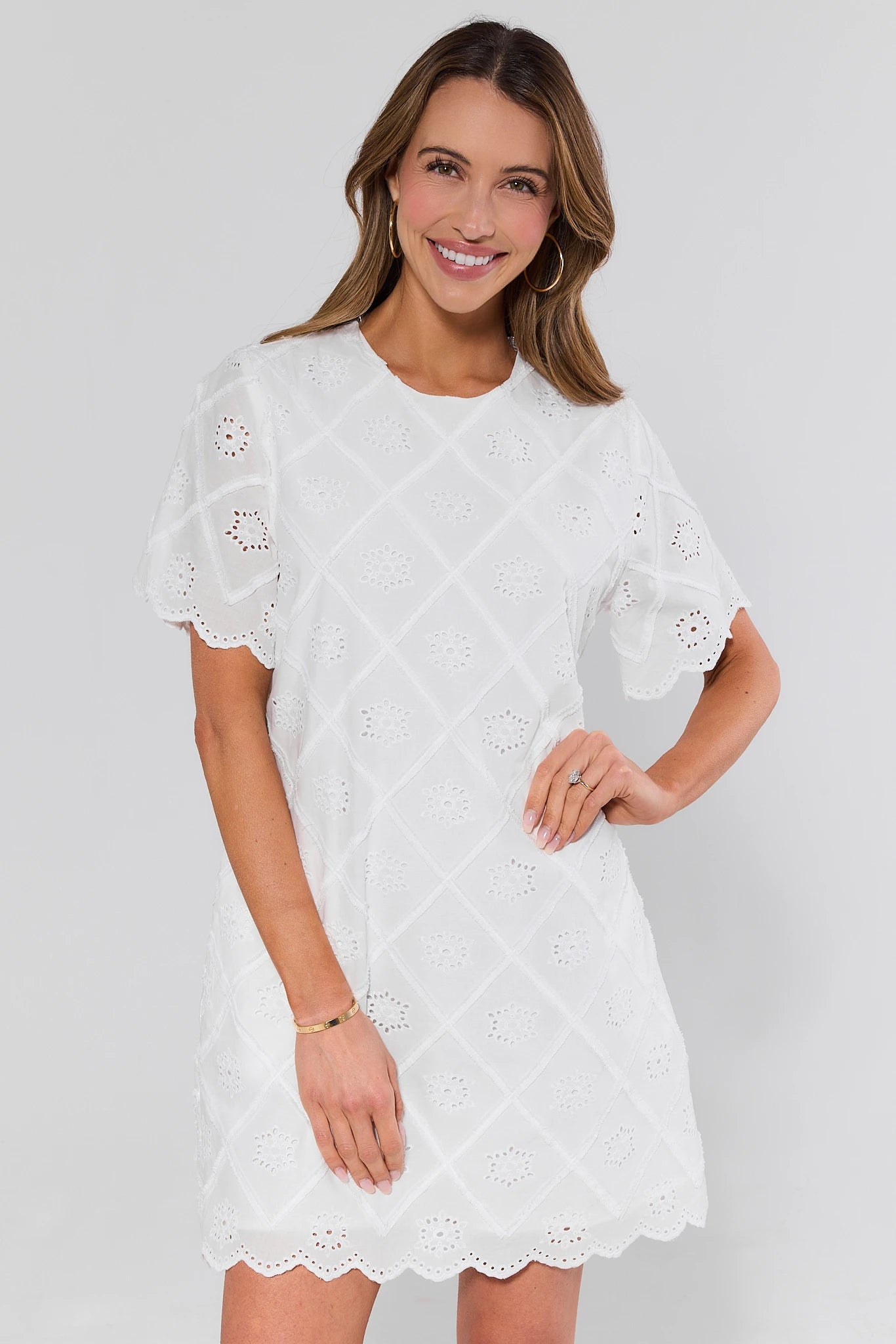 white short embroidered dress White Embroidered Off-the-Shoulder Mini Dress | Womens | Small (Available in XXS, XS, M, L, XL) | 100% Polyester