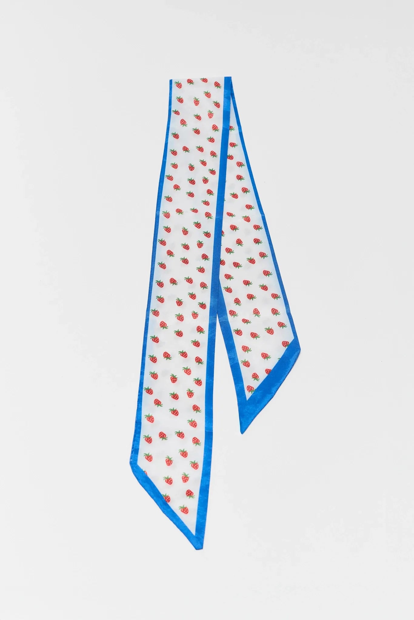 juliette strawberry print scarf on white background