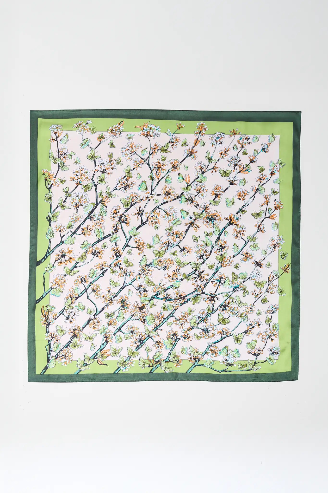 Square scarf with floral pattern on a white background