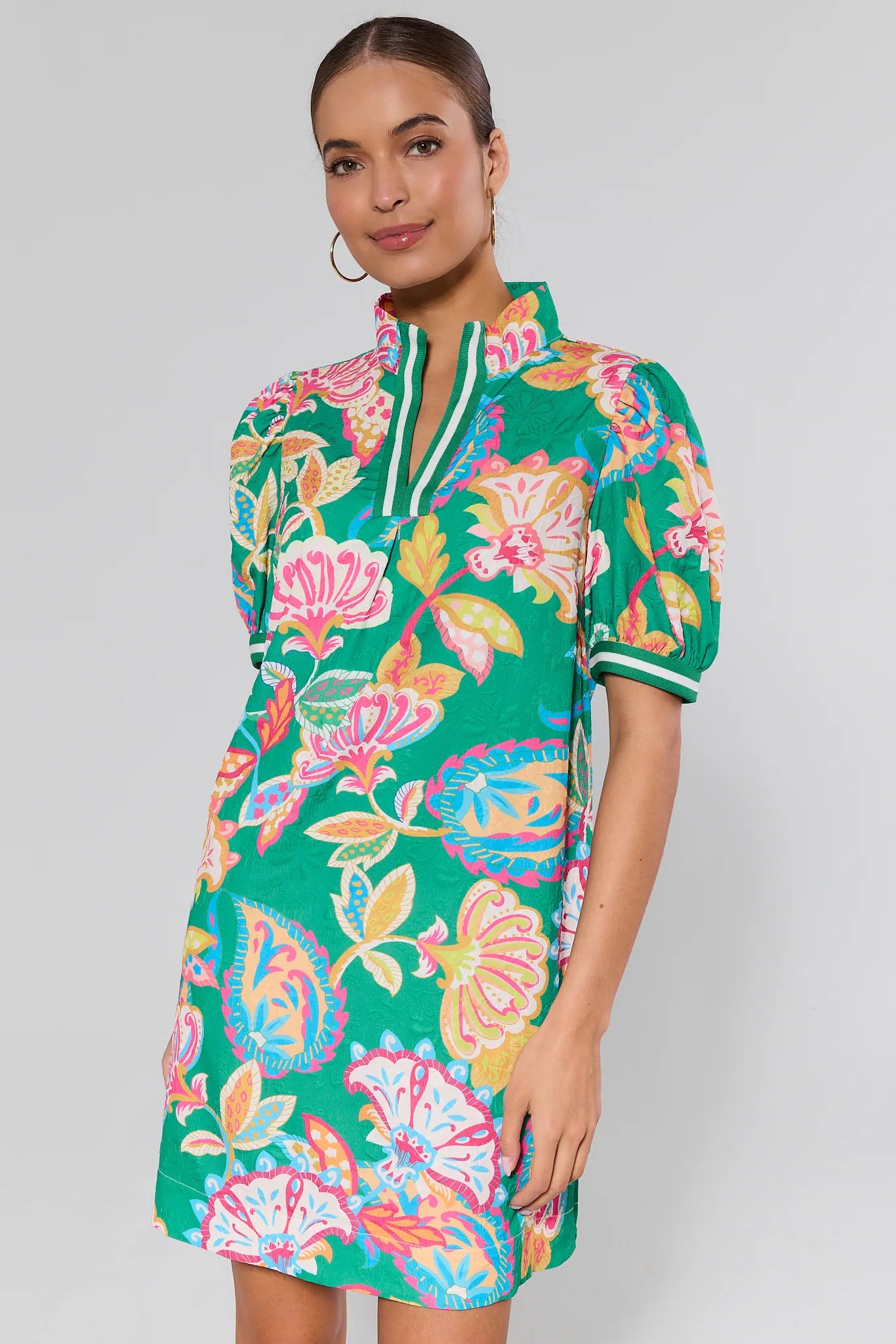 Green Floral Print Short Dress Green Floral Print Short Dress