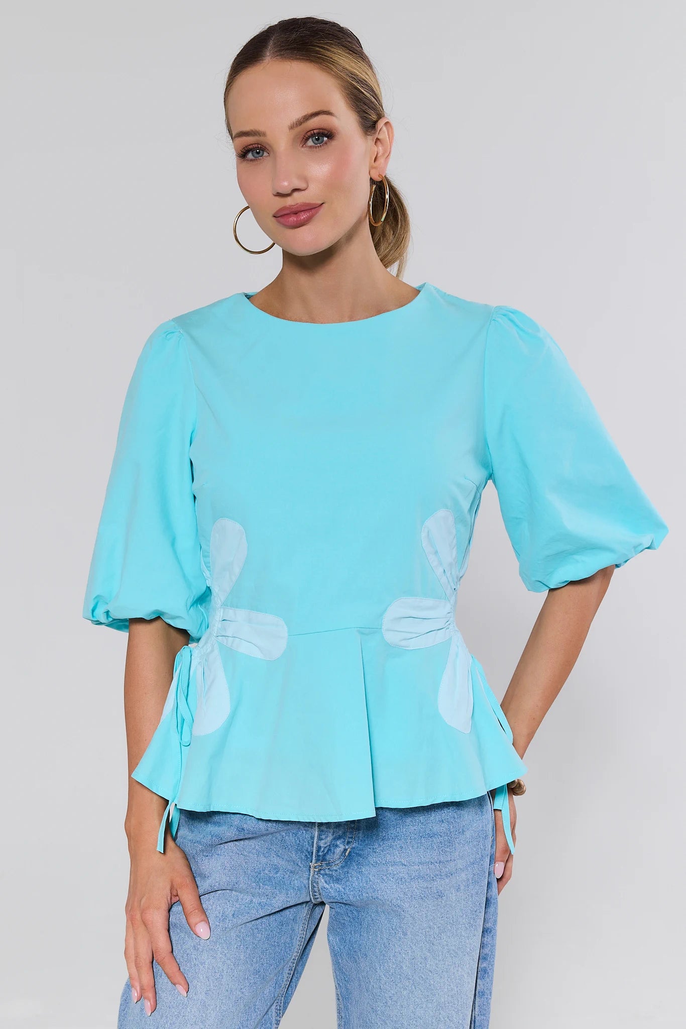 Izzie Turquoise Peplum Top | Avara