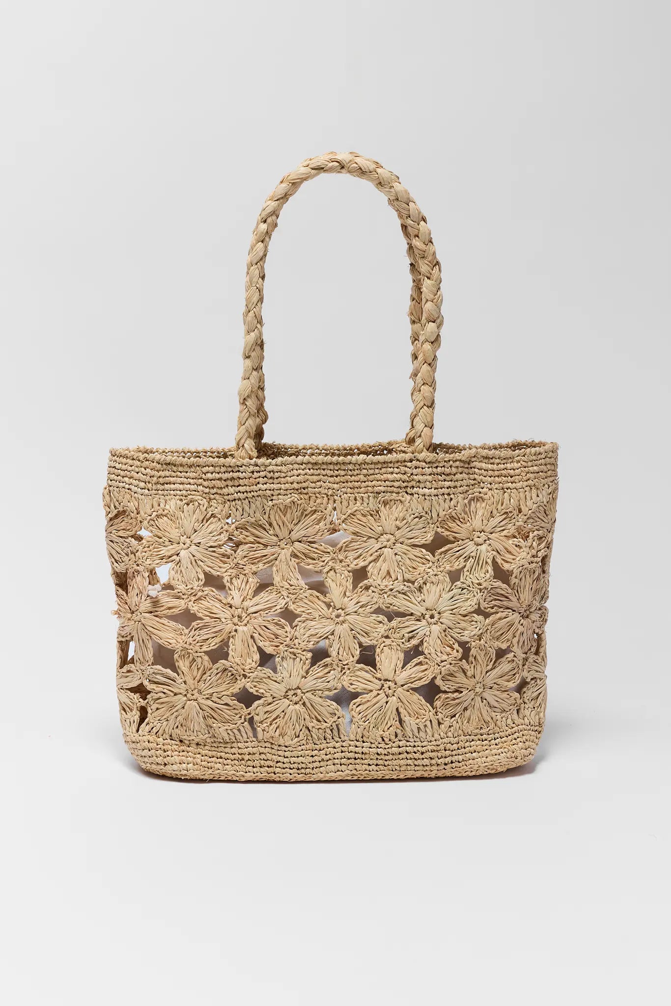 Tan Floral Woven Tote | Avara display picture 1