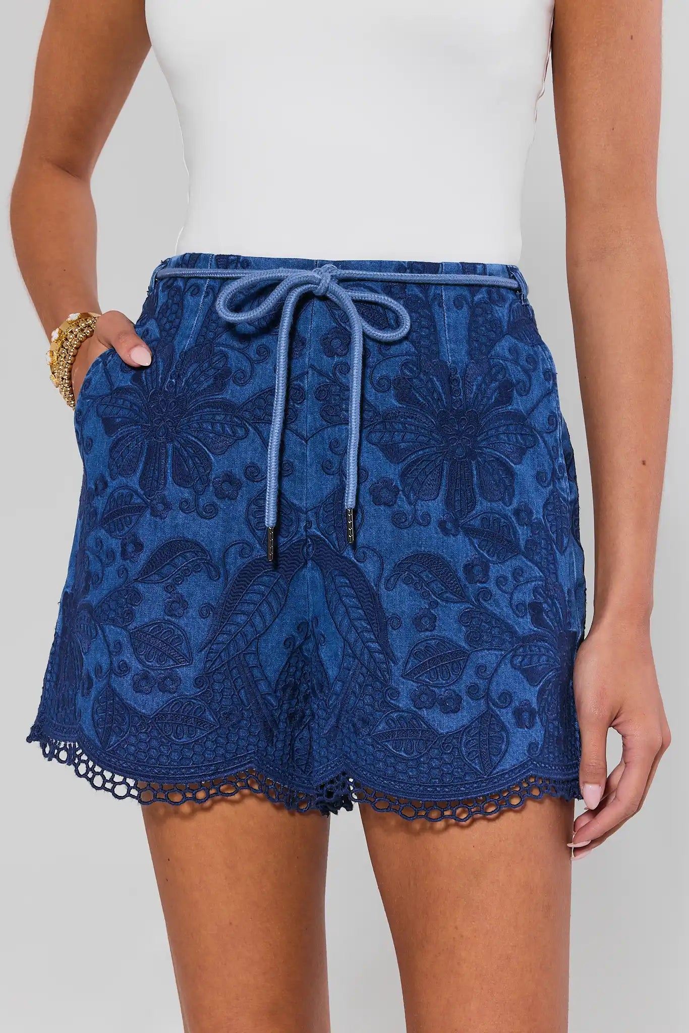 Navy Eyelet Shorts | Women's Clothing | Avara