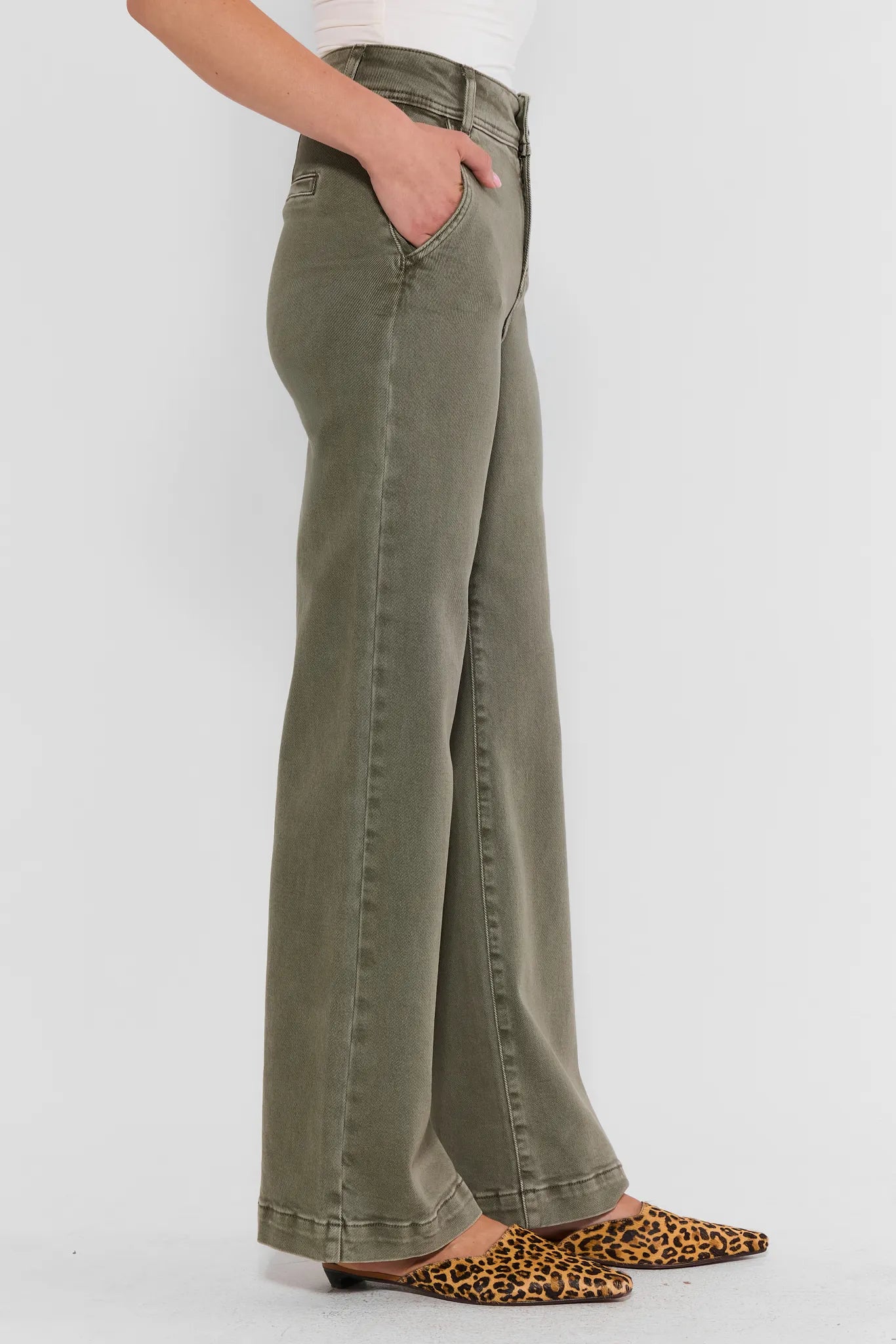 Kameron Olive Wide Leg Jeans