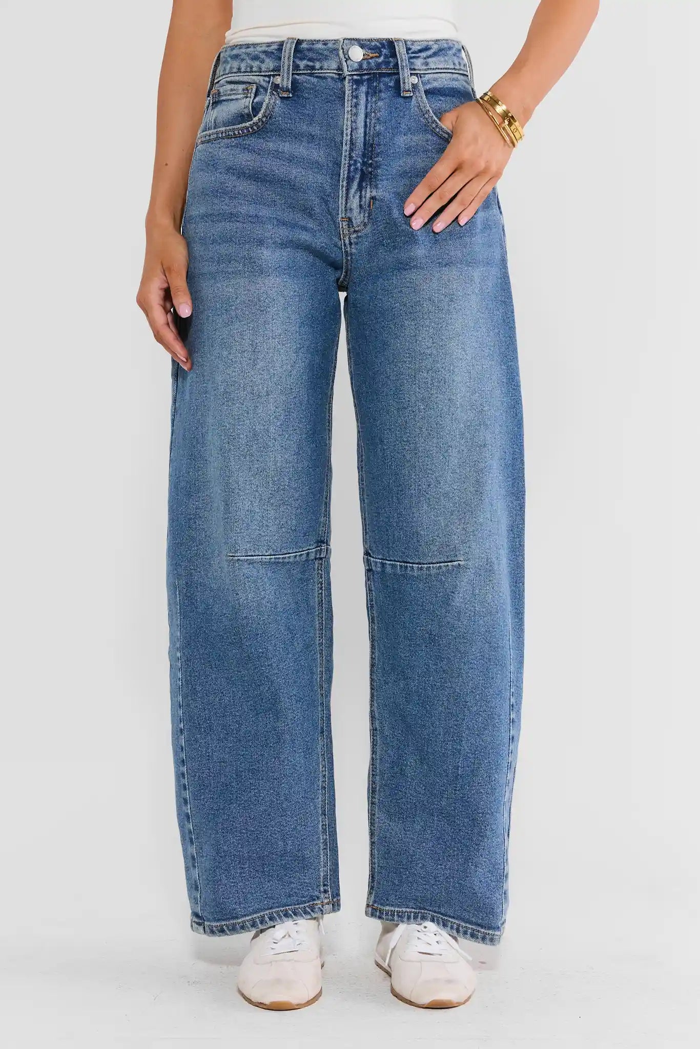 Harper Medium Wash Barrel Jeans