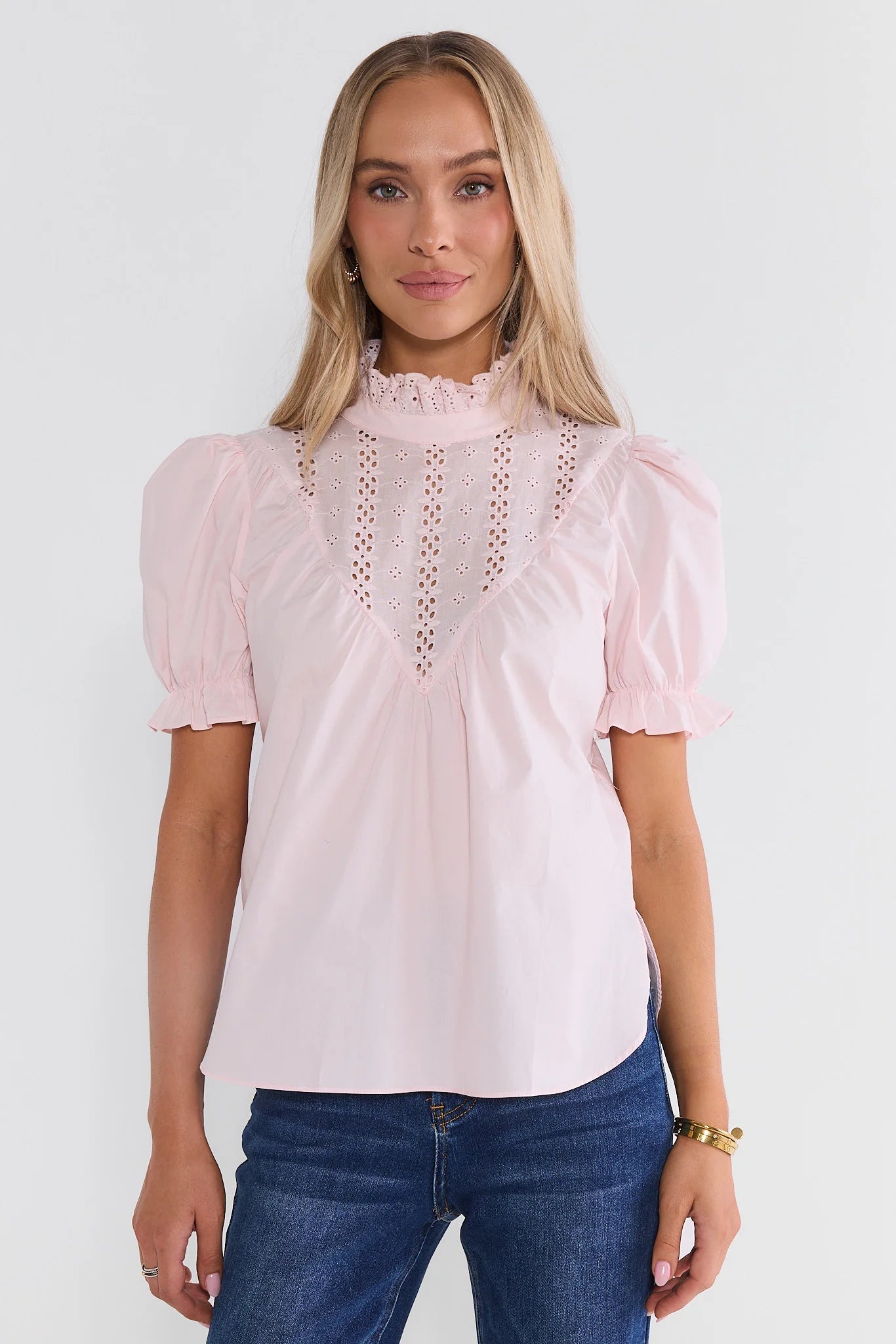 Pink Ruffle Collar Top