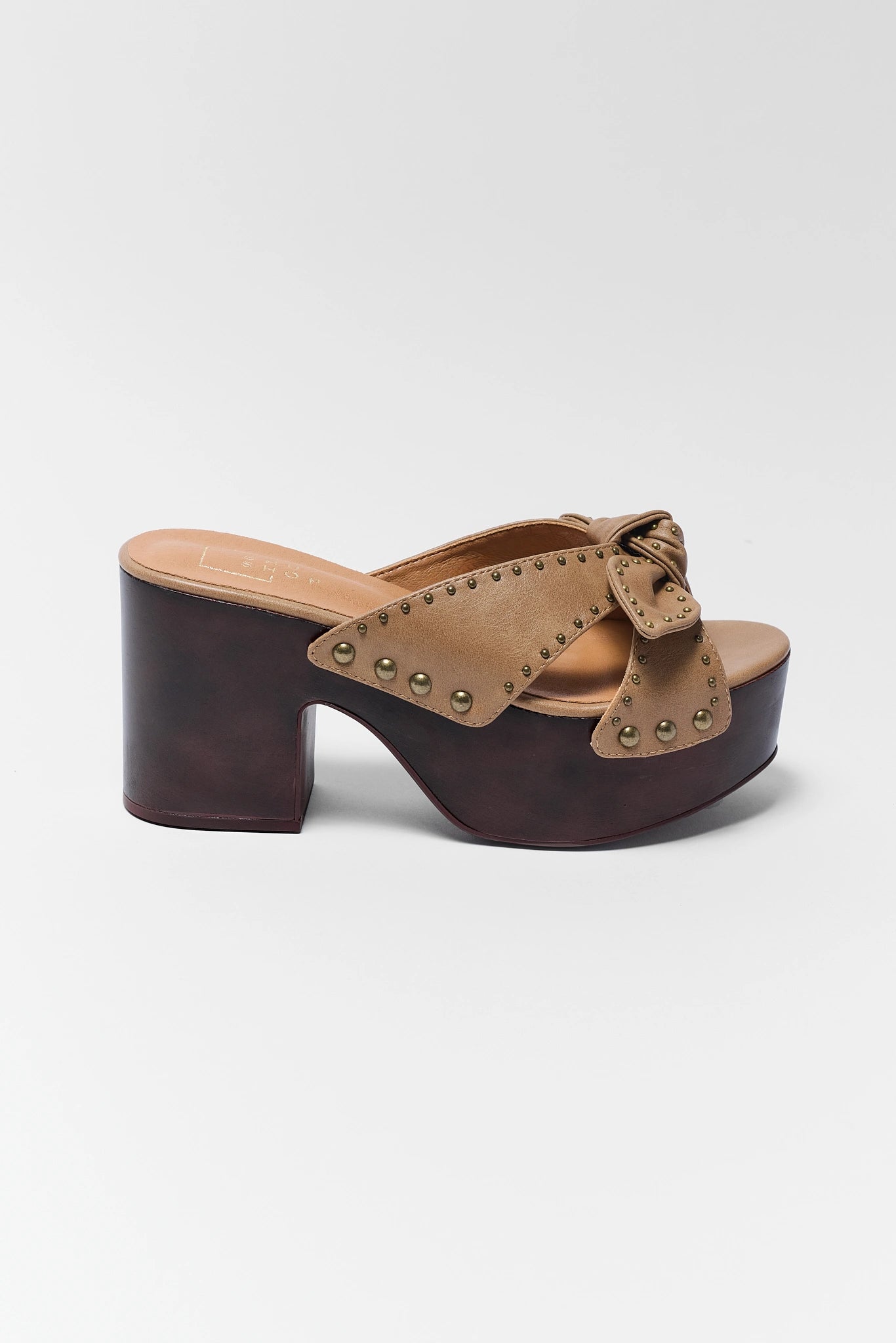 Womens Brown Faux Leather Platform Heels