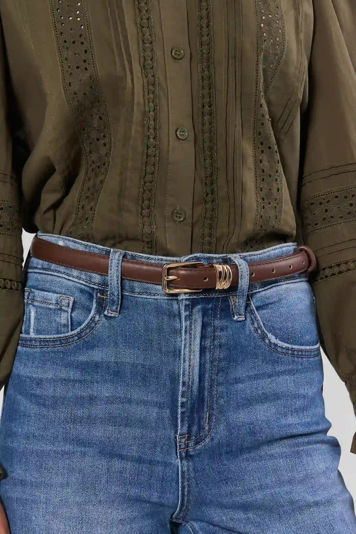 Dark Brown Stacked Loop Belt