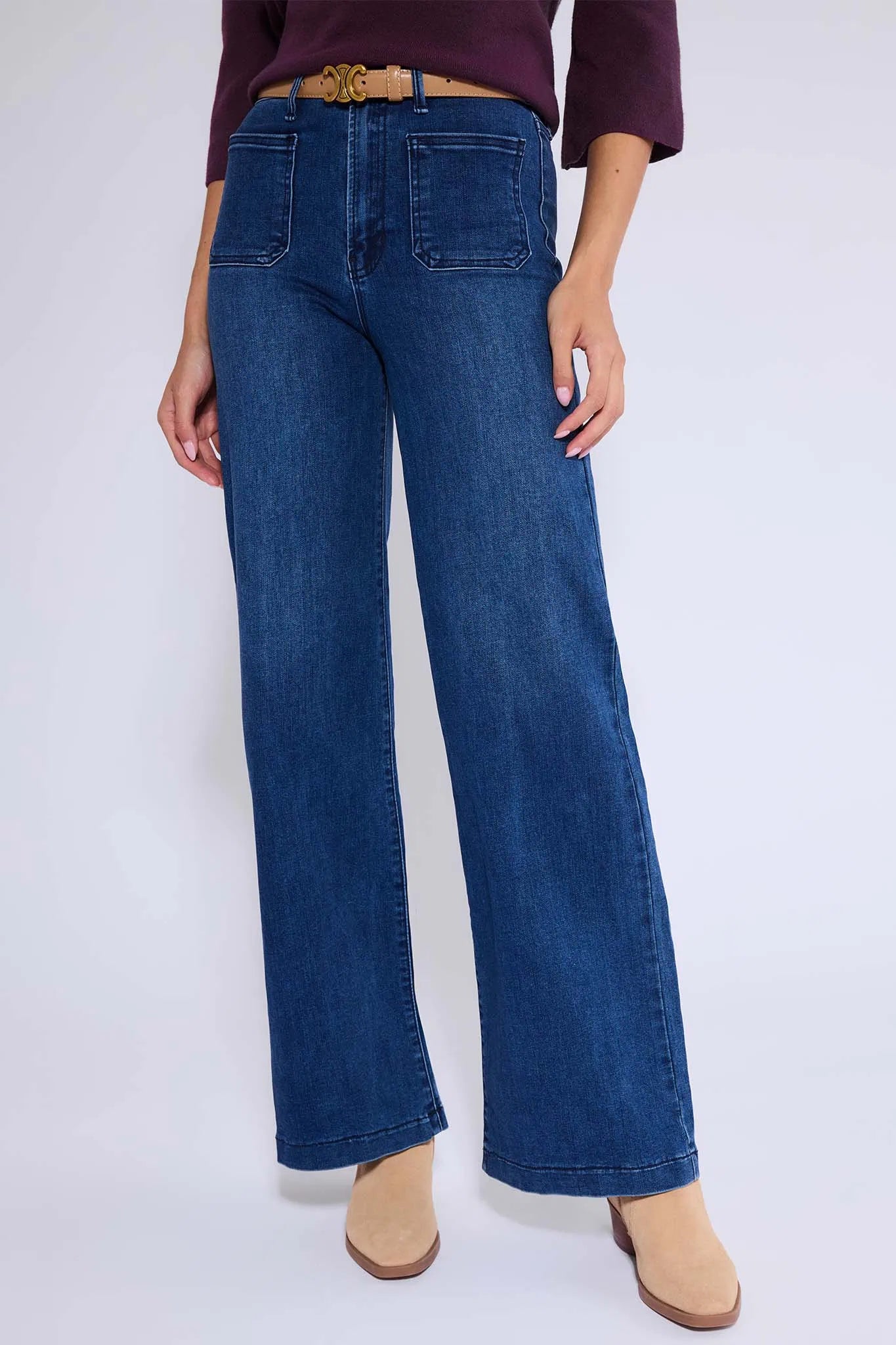 Shirley Dark Wash Wide Leg Jeans | Avara