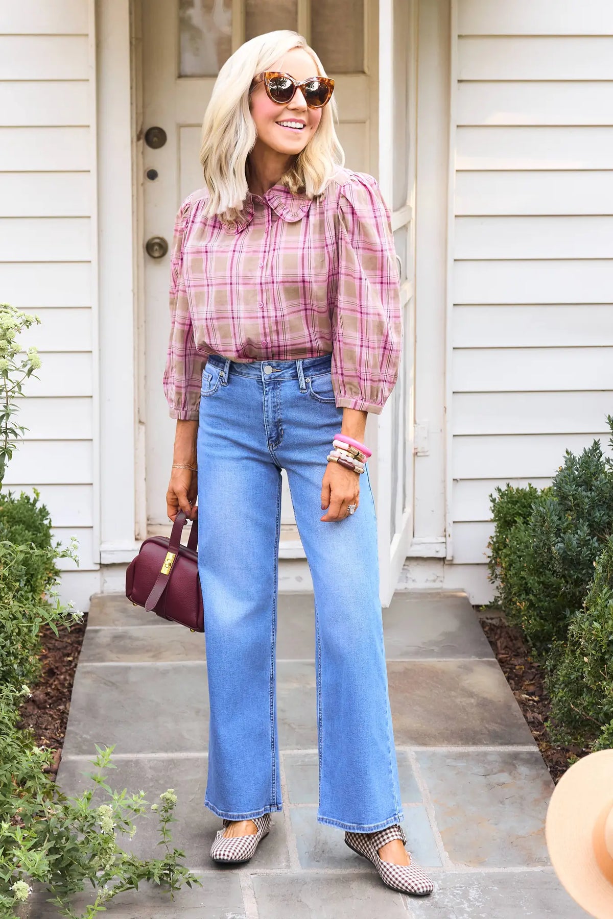 Sloane Multi Plaid Collared Top