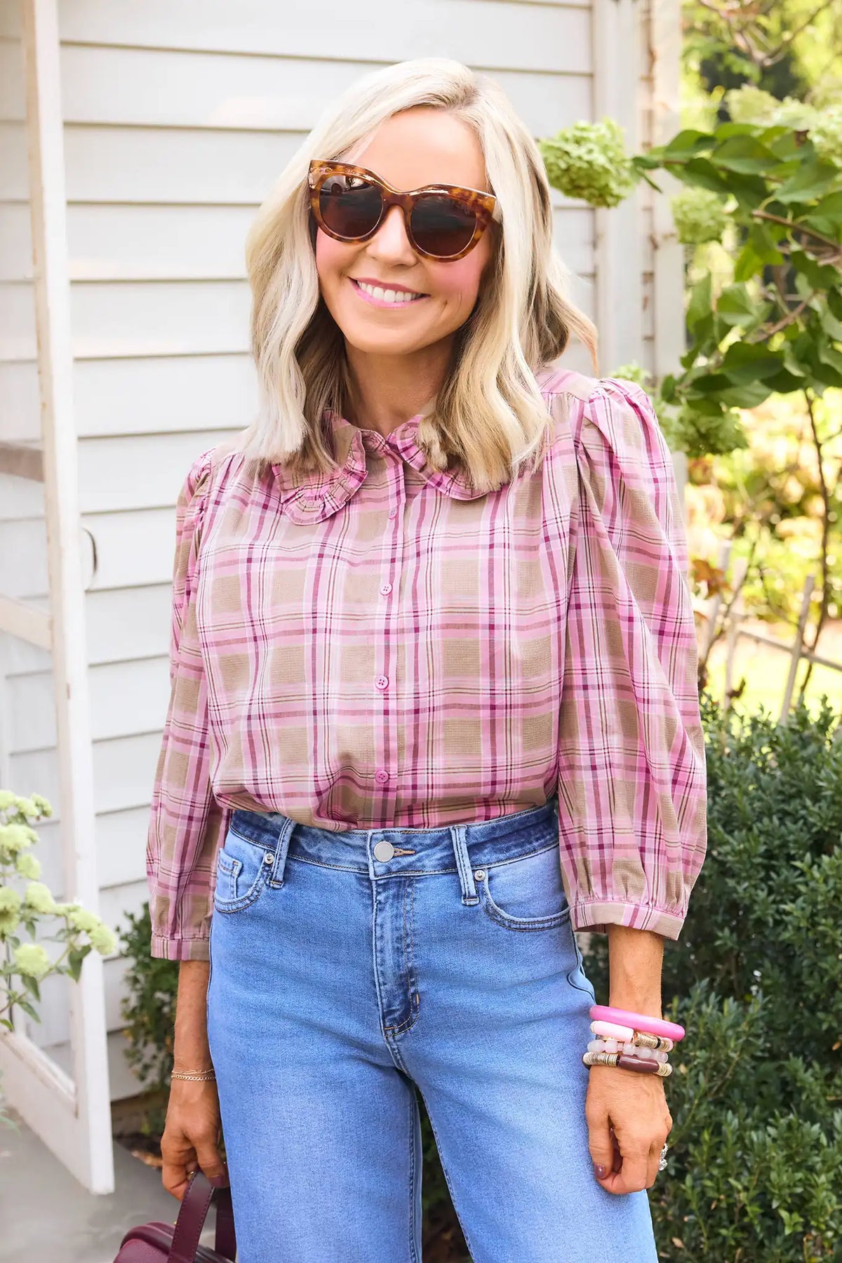 Sloane Multi Plaid Collared Top